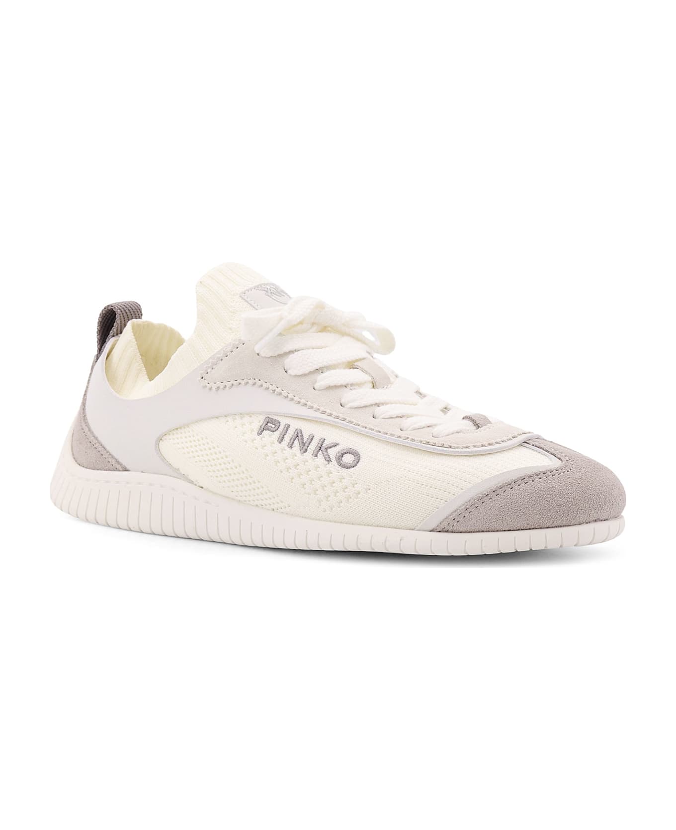 Pinko Reby 03 Knit And Leather Sneakers - White