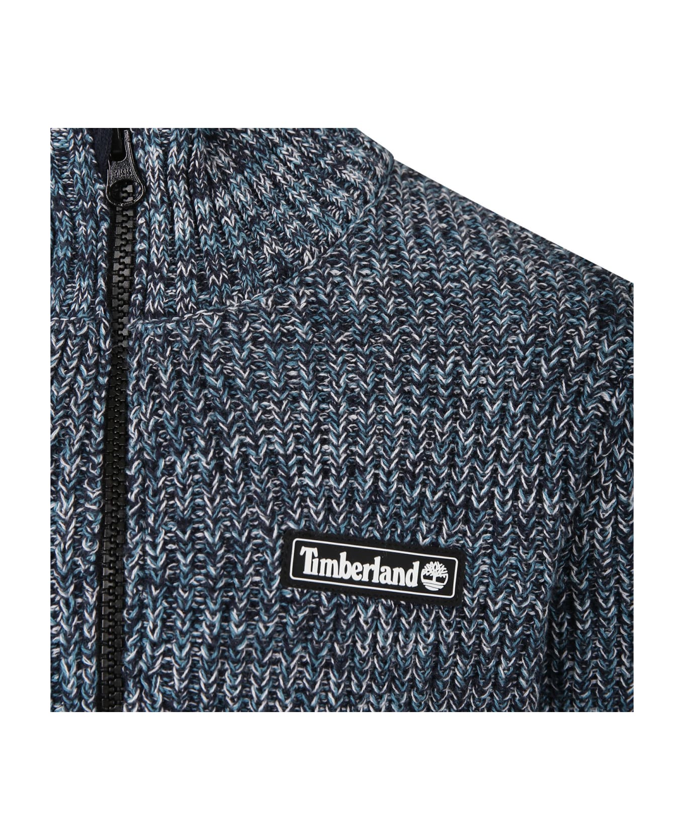 Timberland Blue Sweater For Boy With Zip - Blue ニットウェア＆スウェットシャツ