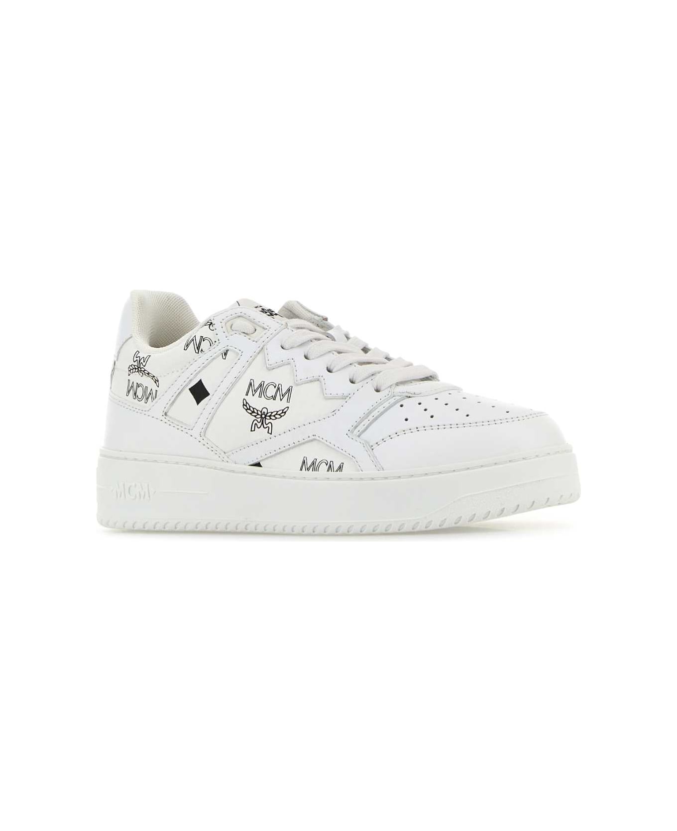 MCM Printed Canvas Terrain Sneakers - WHITE