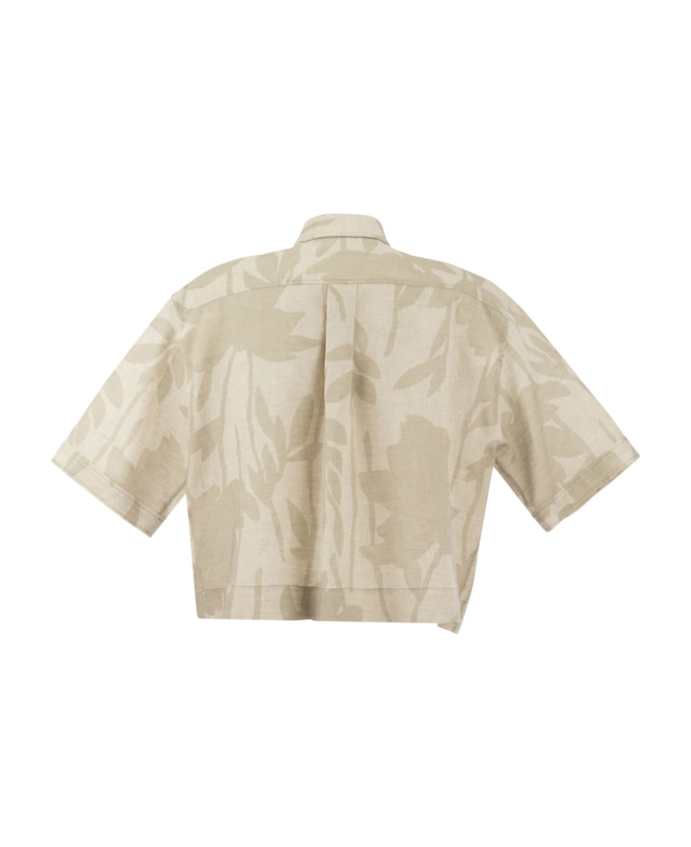 Brunello Cucinelli Ramage Print Linen Shirt - Natural