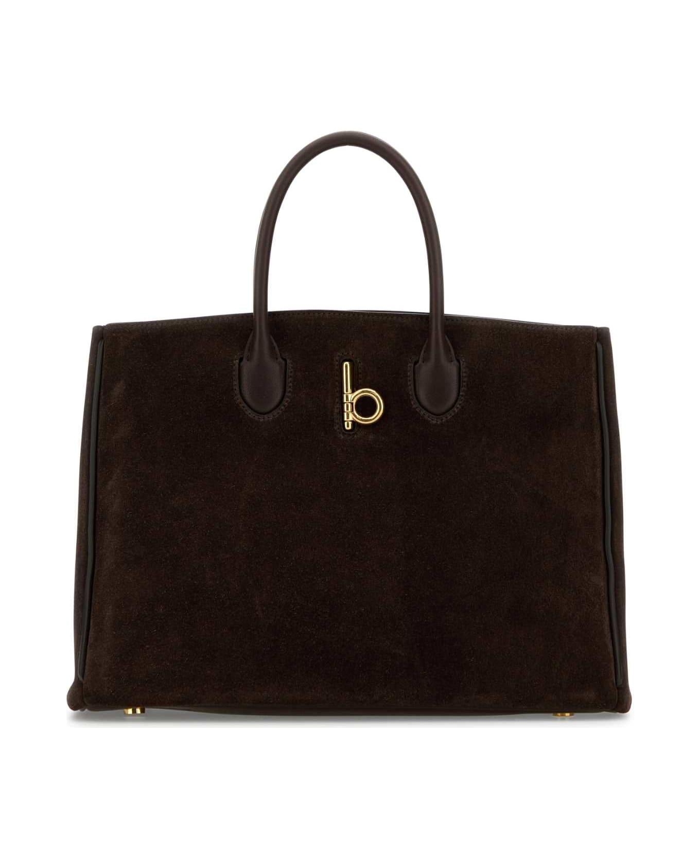 Burberry Brown Suede Small Rocking Horse Handbag - DARKBROWN