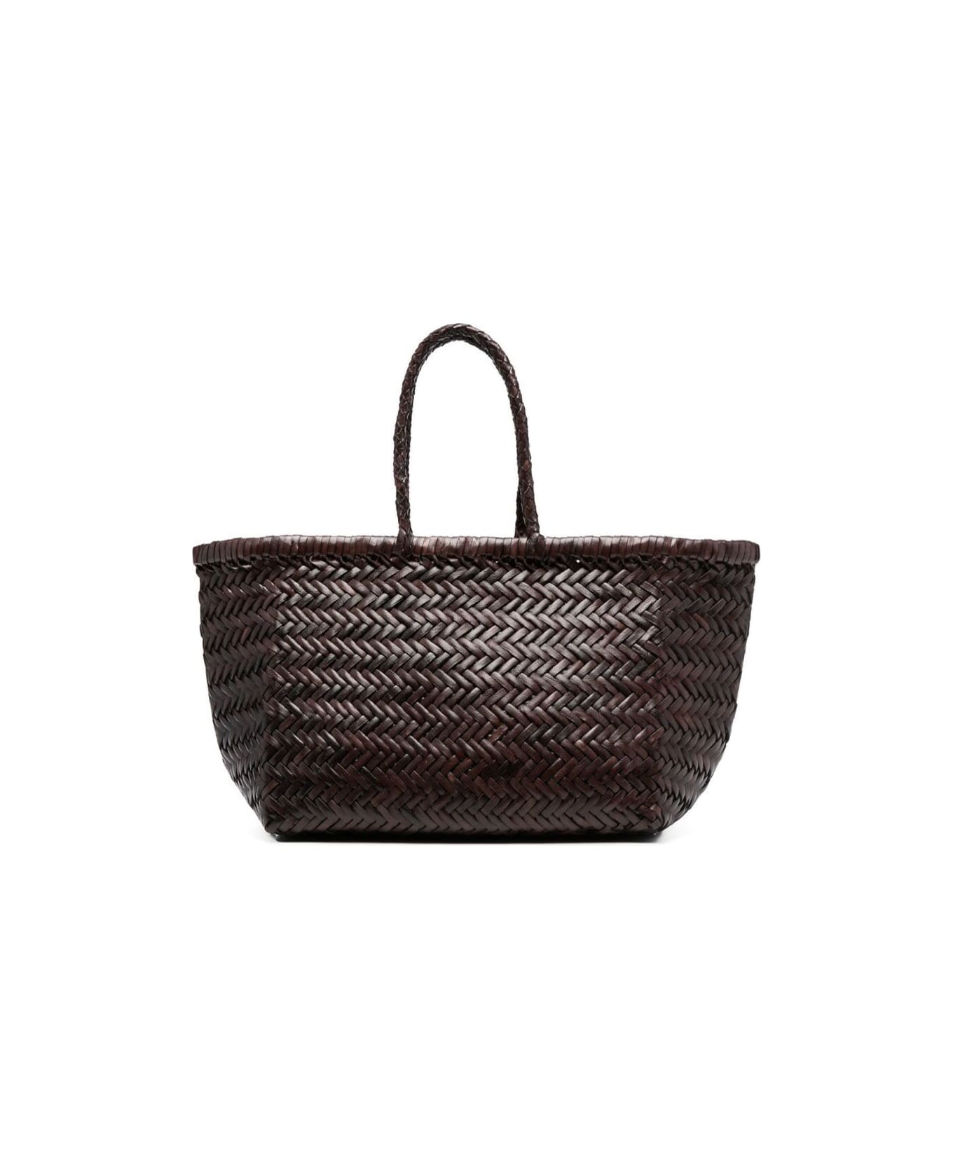 Dragon Diffusion 
triple Jump
 Brown Small Tote Bag In Braided Leather Woman - Brown