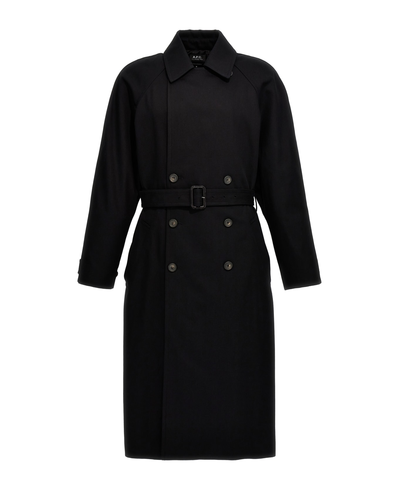 A.P.C. Double-breasted Trench Coat - Black レインコート