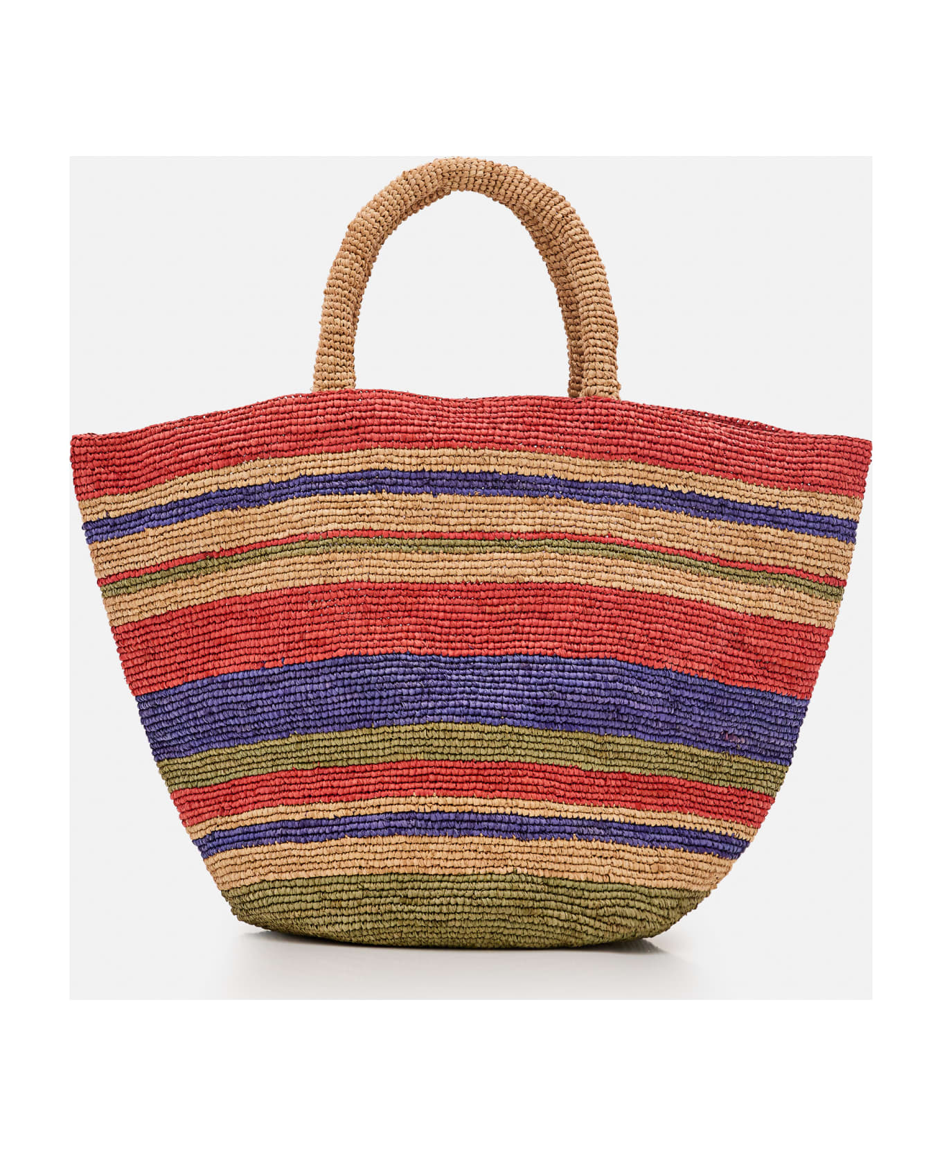 Manebi Striped Raffia Tote Bag - MultiColour