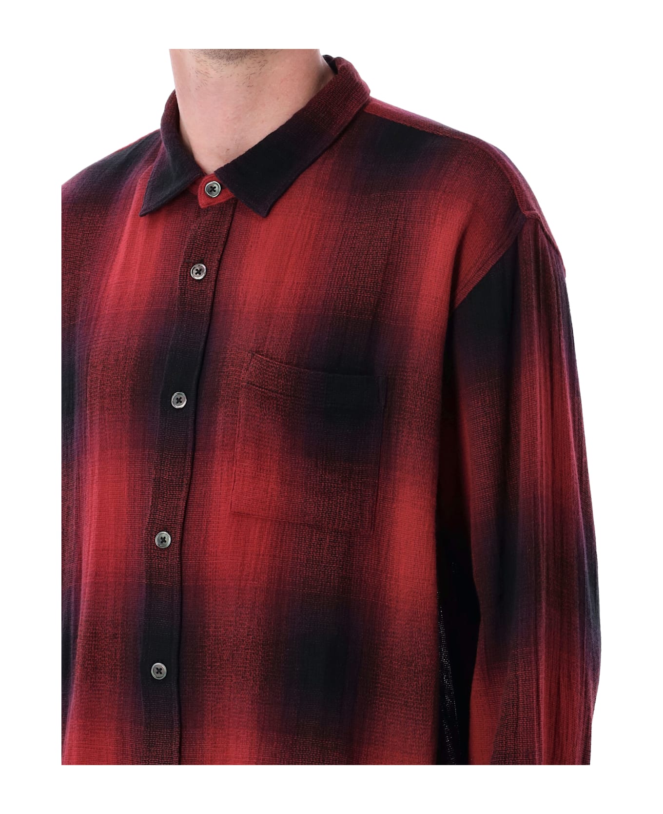 Stussy Loose Weave Plaid Shirt - RED