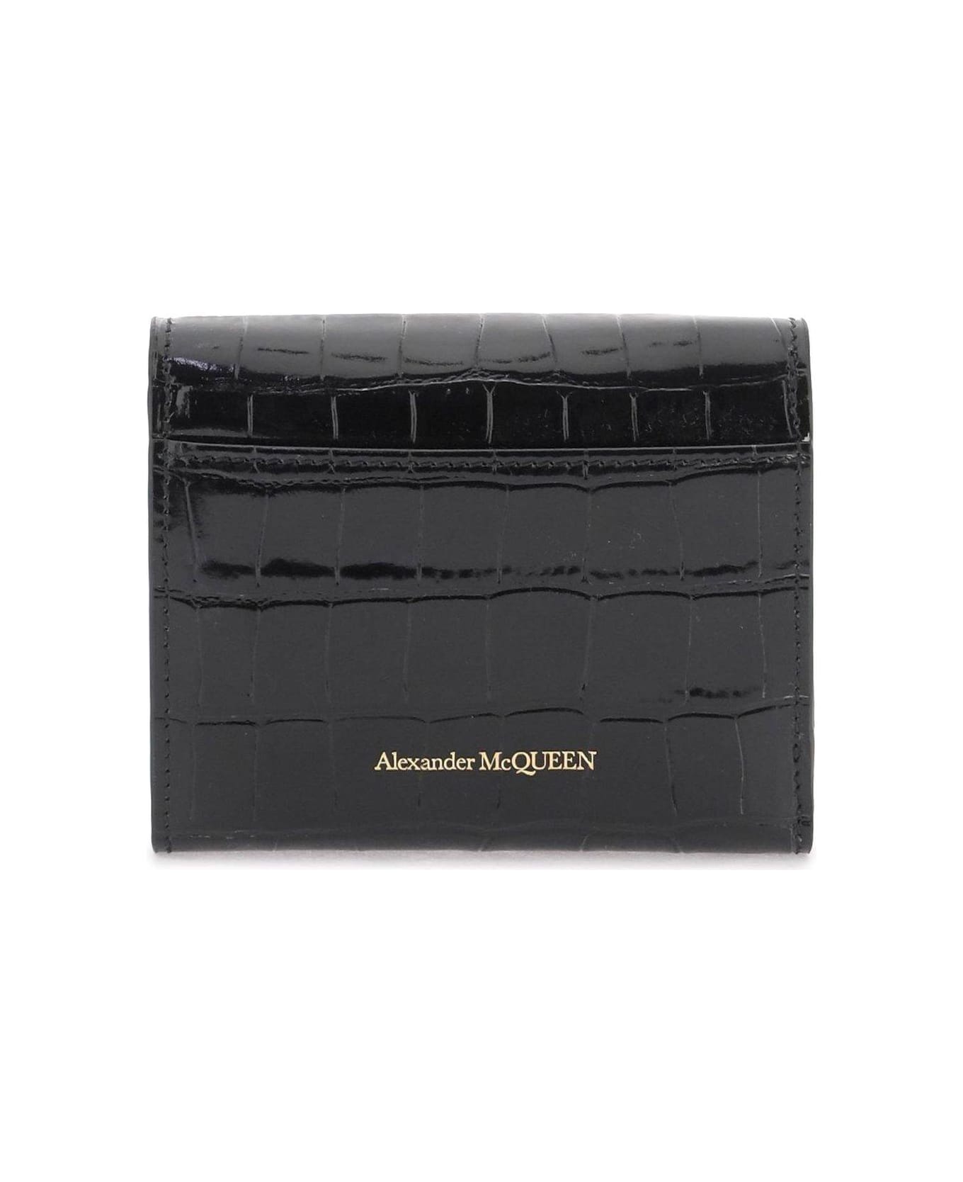 Alexander McQueen Skull-charm Embossed Tri-fold Wallet - Black