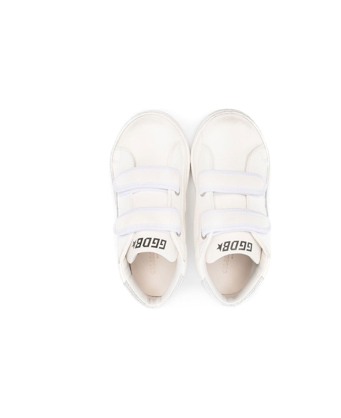 Golden Goose White Leather Sneakers - Bianco+argento