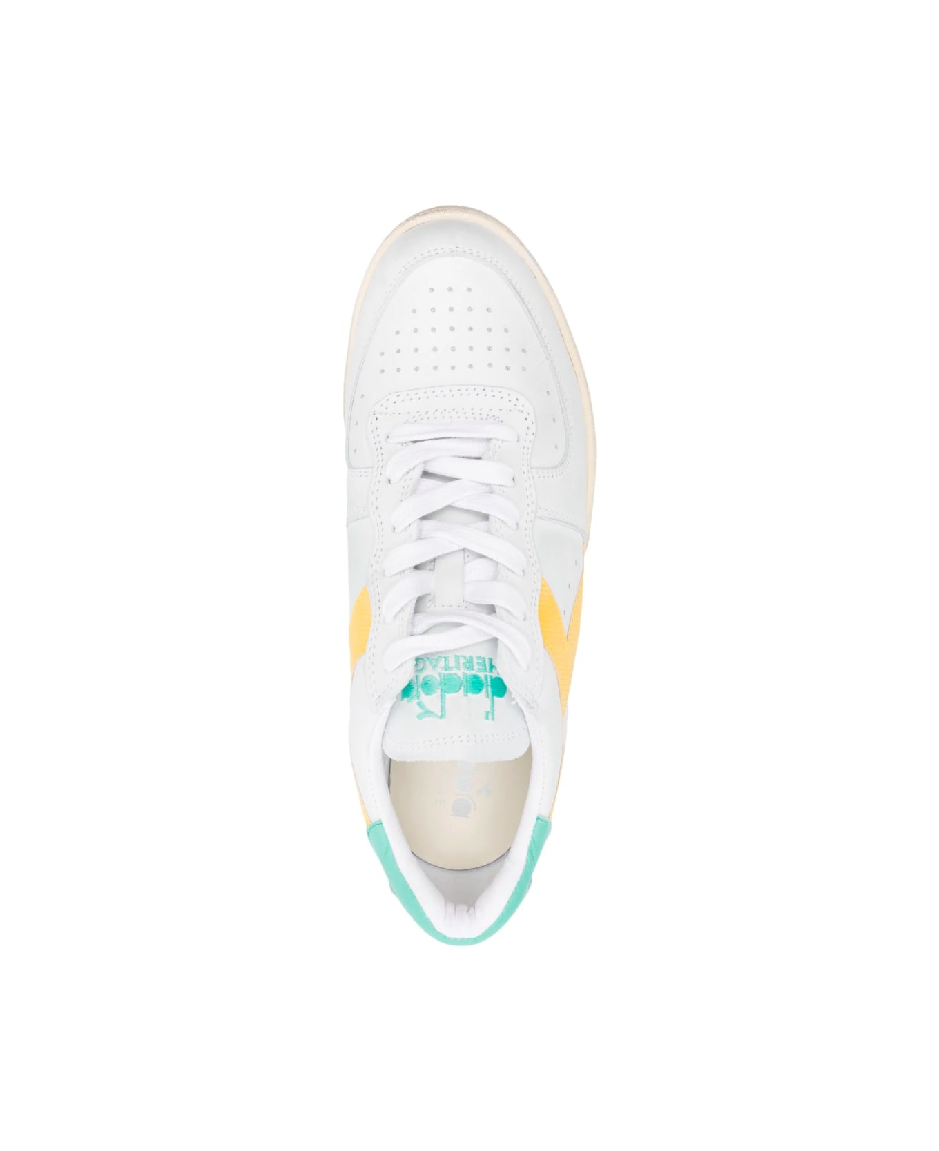 Diadora Mi Basket Low Used Sneaker - White Empire Yellow