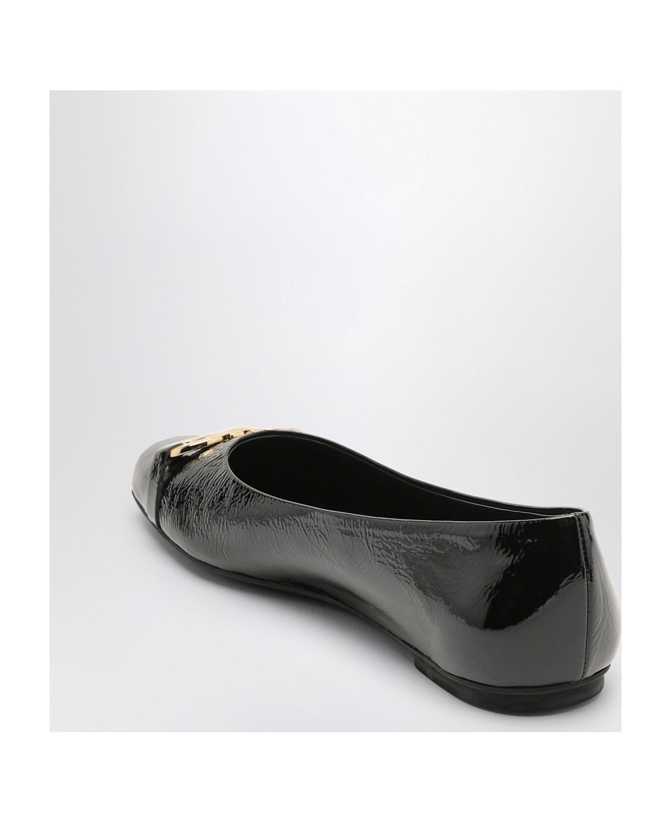 Ferragamo Black Patent Leather Gancini Ballerina