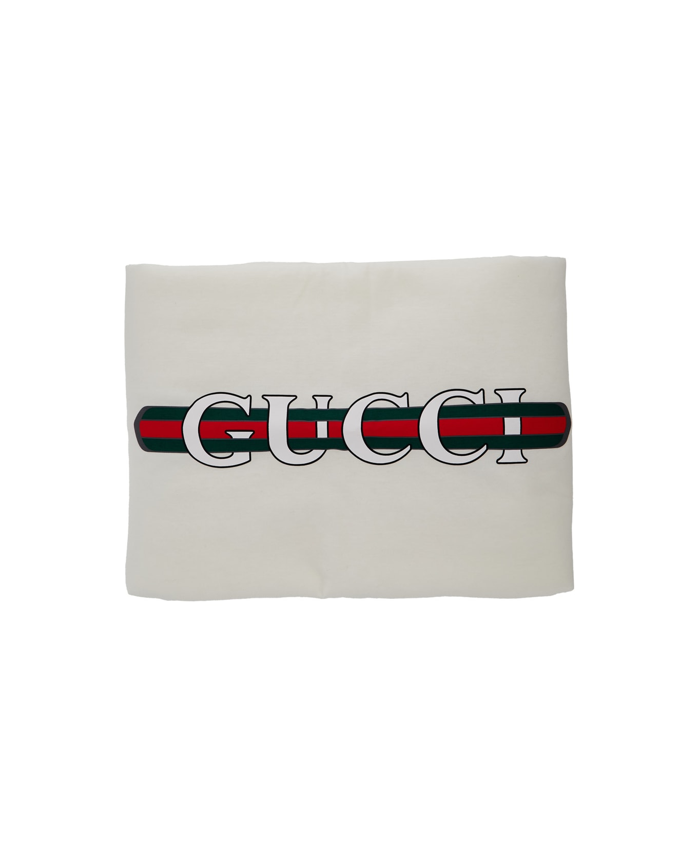 Gucci White Blanket With Logo And Web Detail In Cotton Baby - White