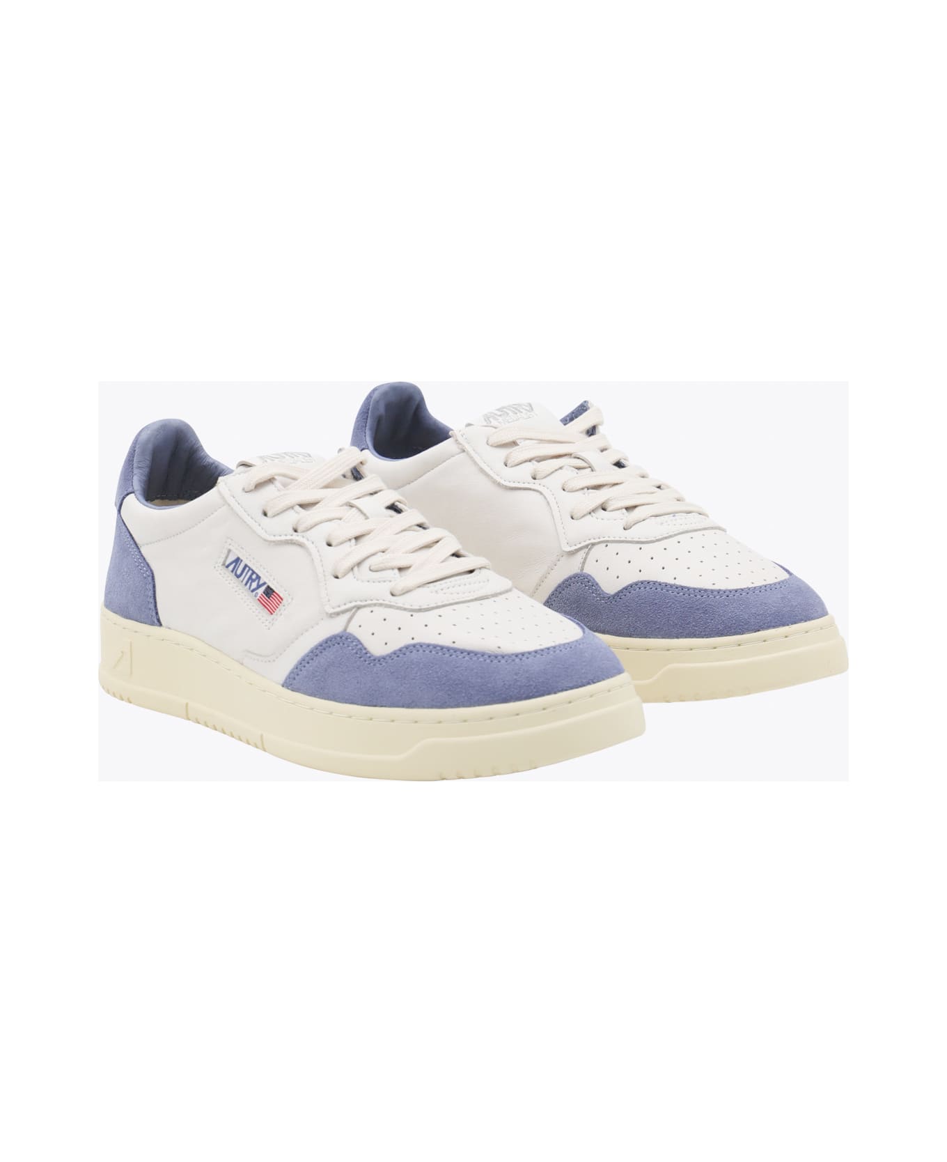 Autry White And Light Blue Leather Medalist Sneakers - WHITE/LIGHT BLUE