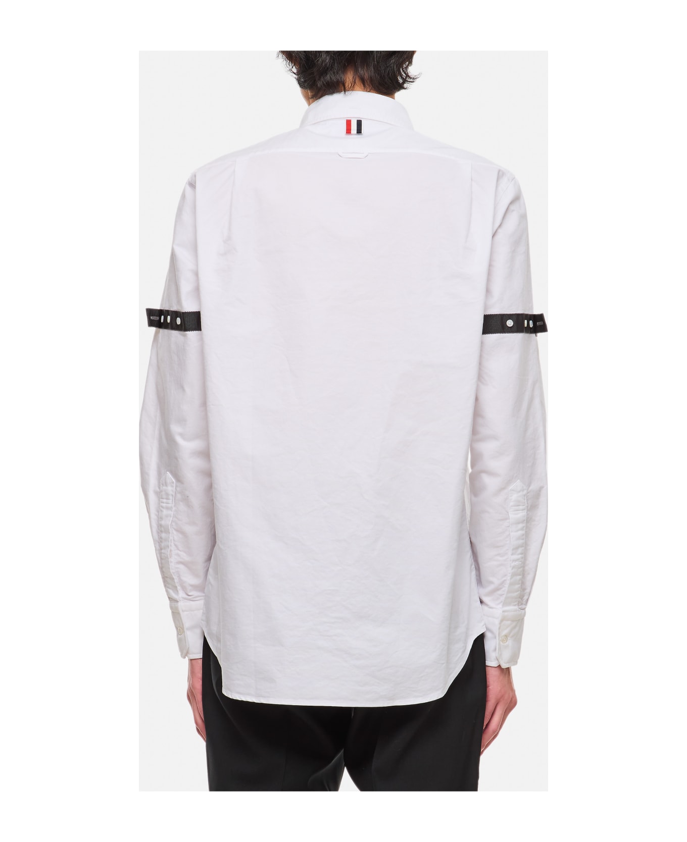 Thom Browne Straight Fit Mini Round Collar Cotton Shirt - White