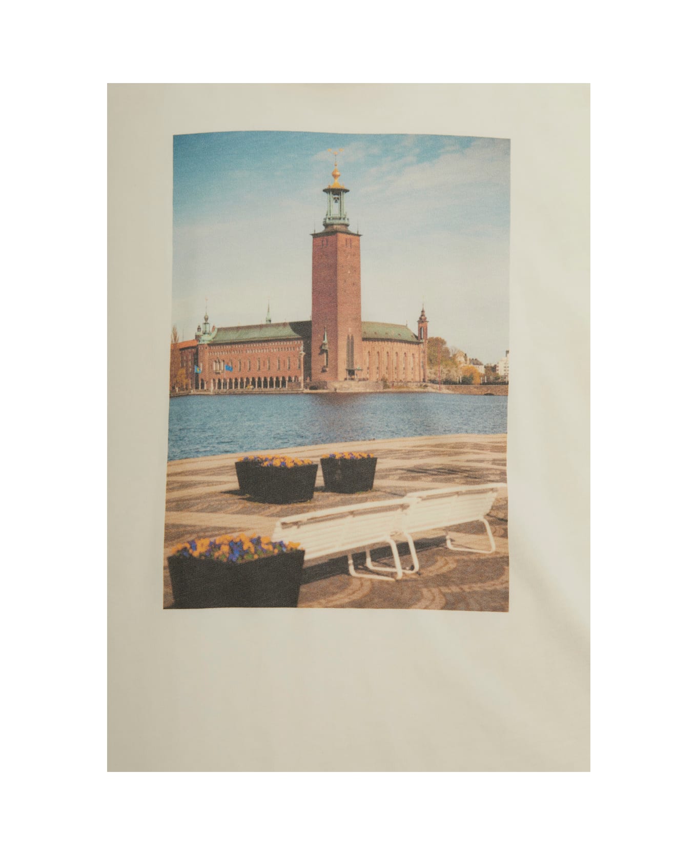 Mini Rodini 
city Hall
 White Crewneck T-shirt With Maxi Print On The Front In Cotton Boy - White