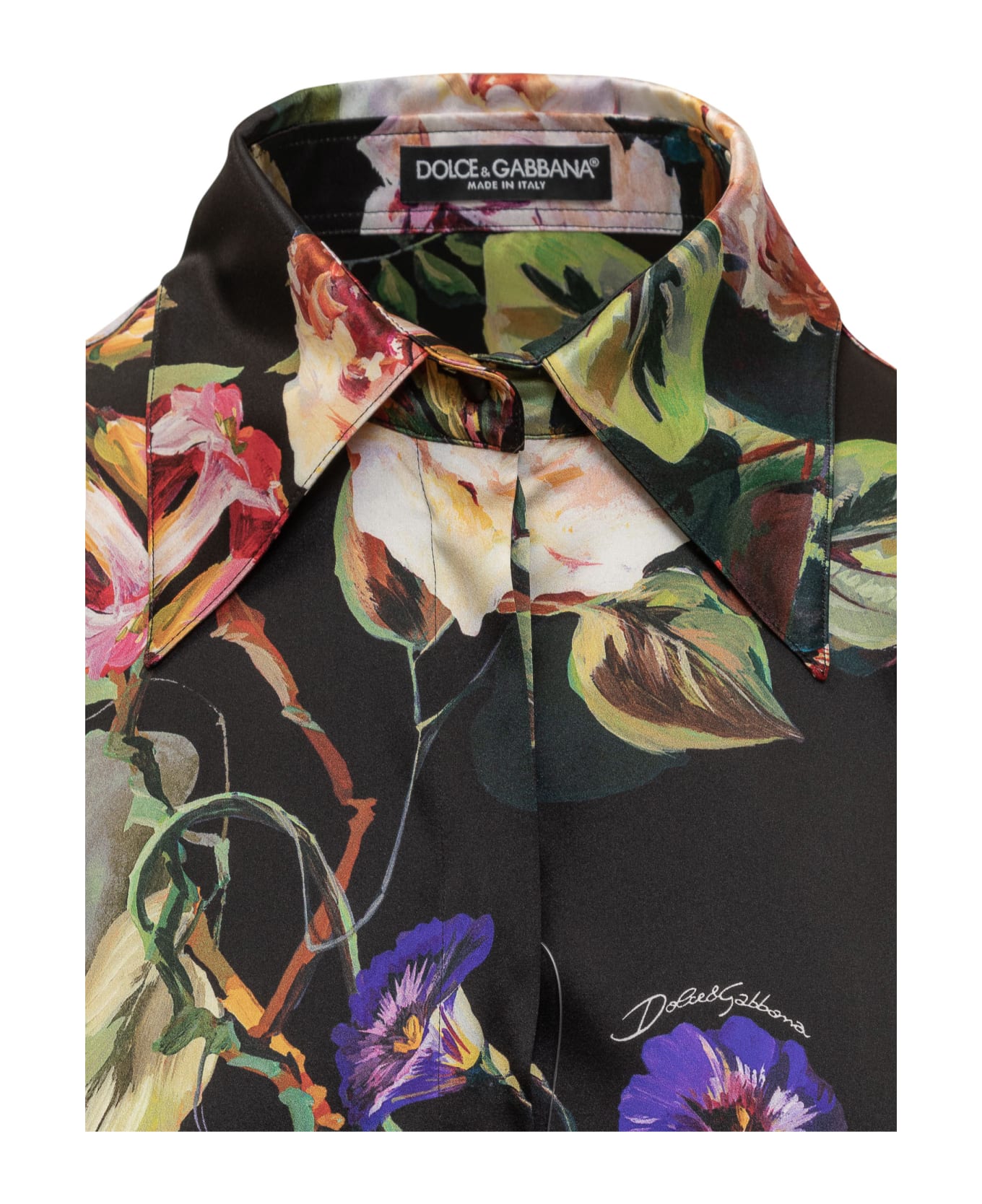 Dolce & Gabbana Rose Garden Print Shirt - ROSETO FDO NERO