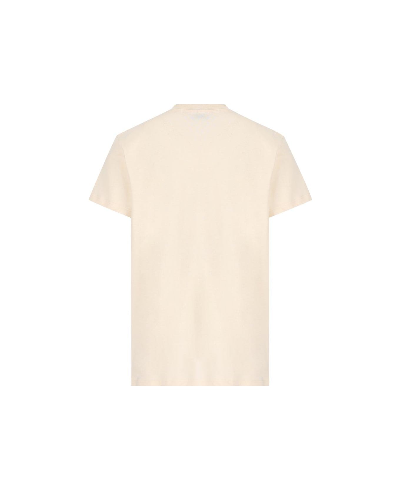 Moncler Logo Embroidered Crewneck T-shirt - Bianco