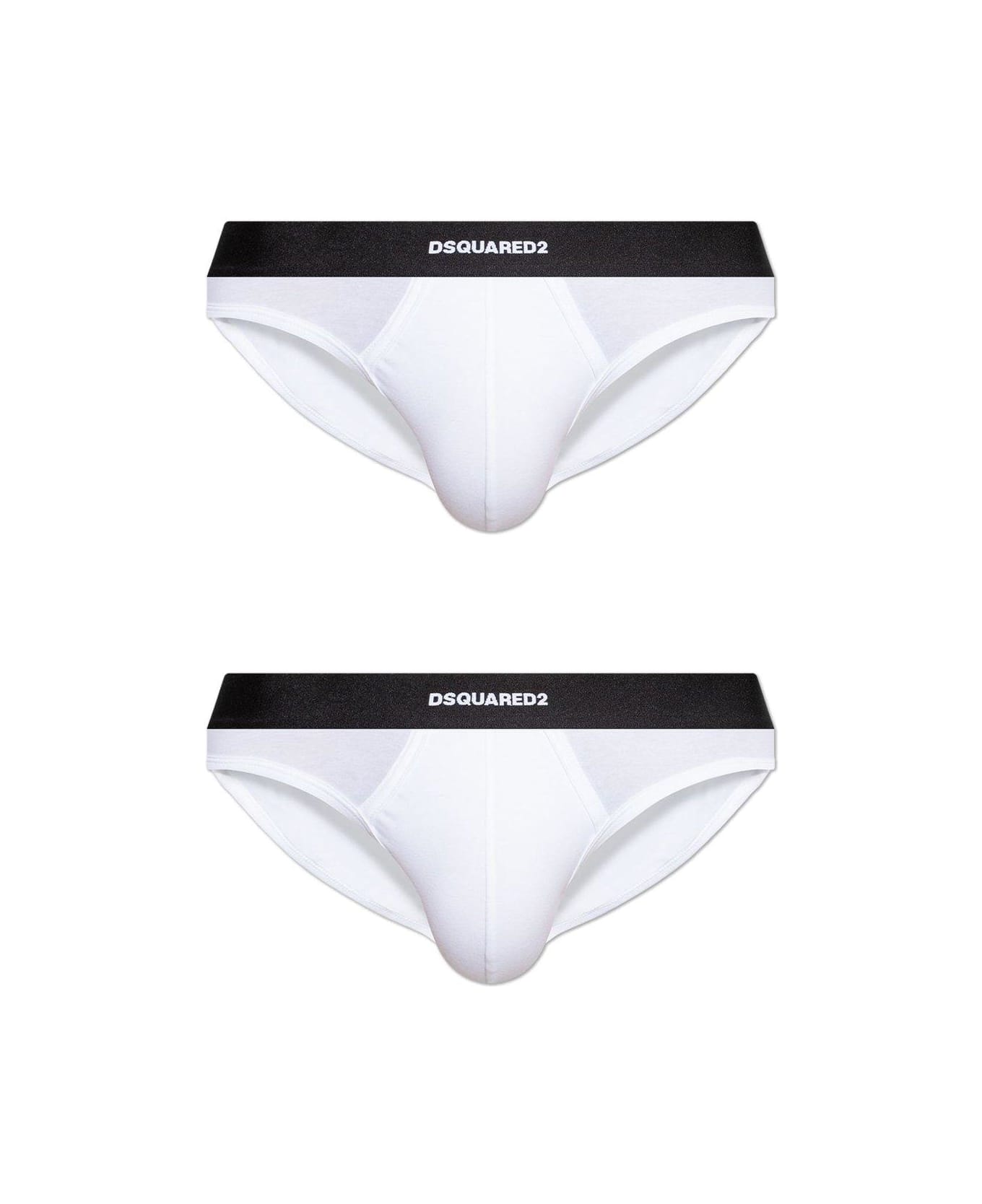 Dsquared2 Logo Waistband Two-pack Briefs - White