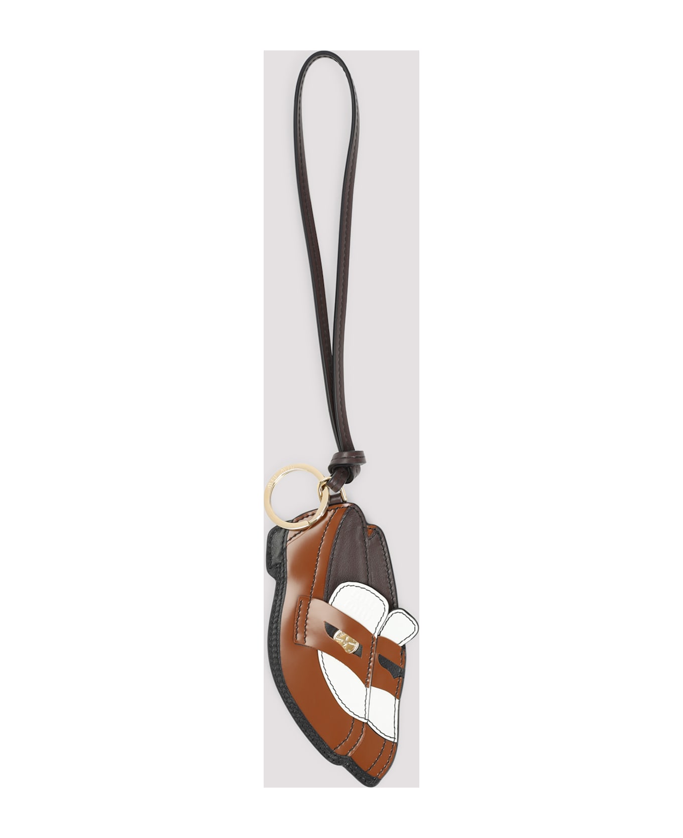 Miu Miu Penny Keychain - Cognac/bianco