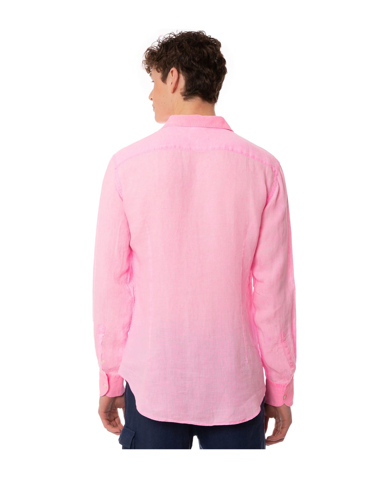 MC2 Saint Barth Man Water Color Fluo Pink Linen Pamplona Shirt - PINK