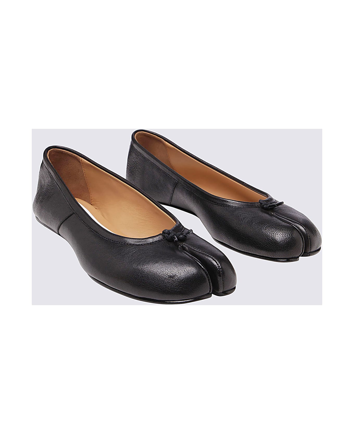 Maison Margiela Black Leather Tabi Ballerina Shoes - Black