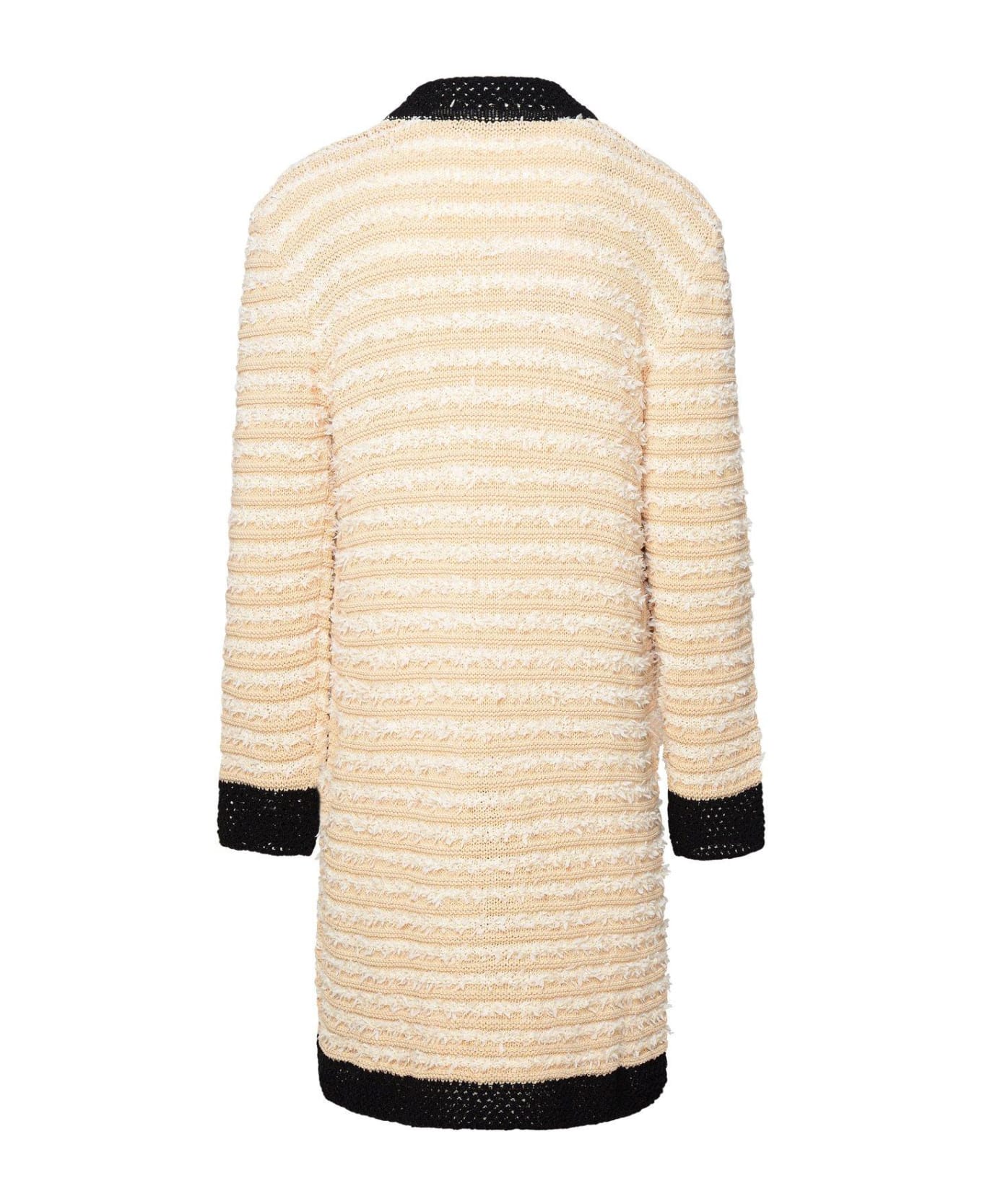 Balmain Striped Belted Straight Hem Cardigan - Ne