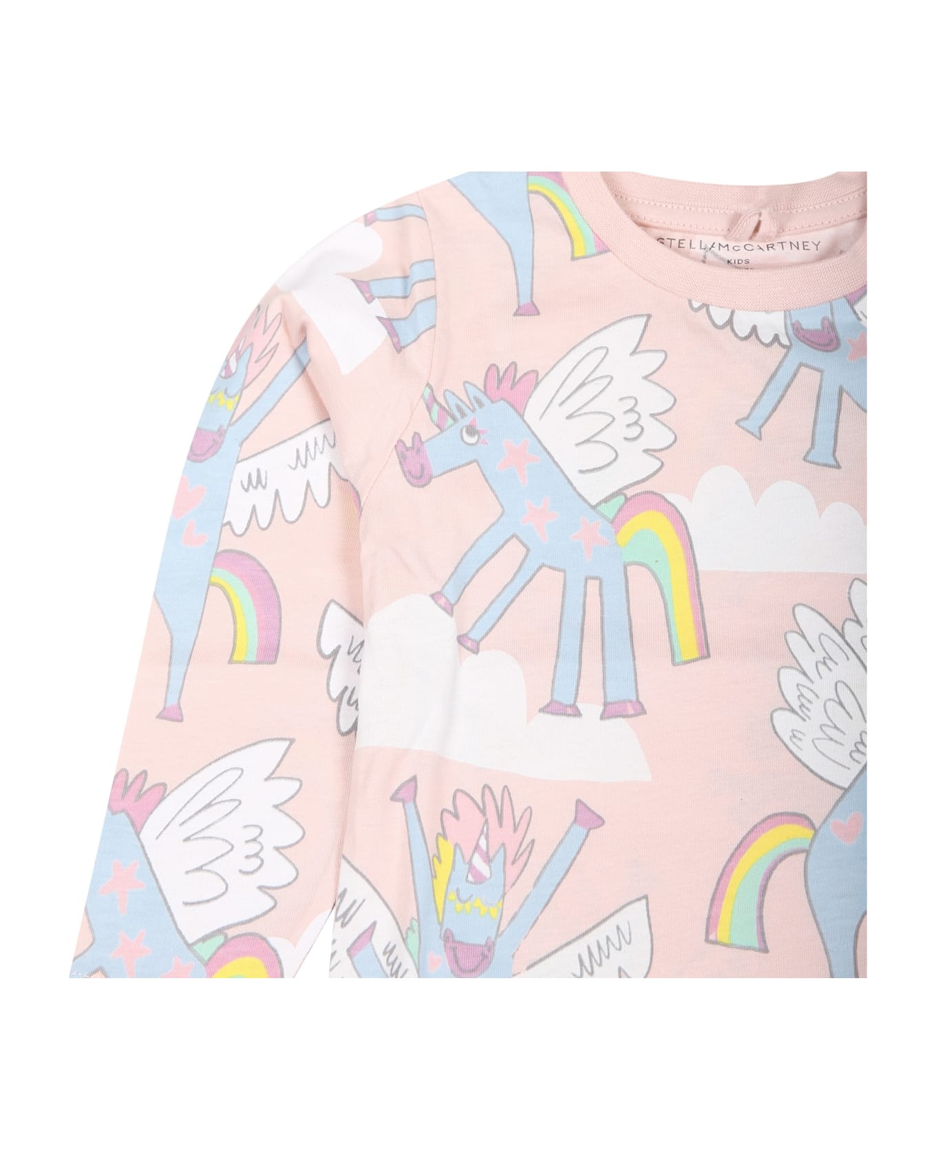 Stella McCartney Kids Pink Suit For Baby Girl With Unicorn - Pink