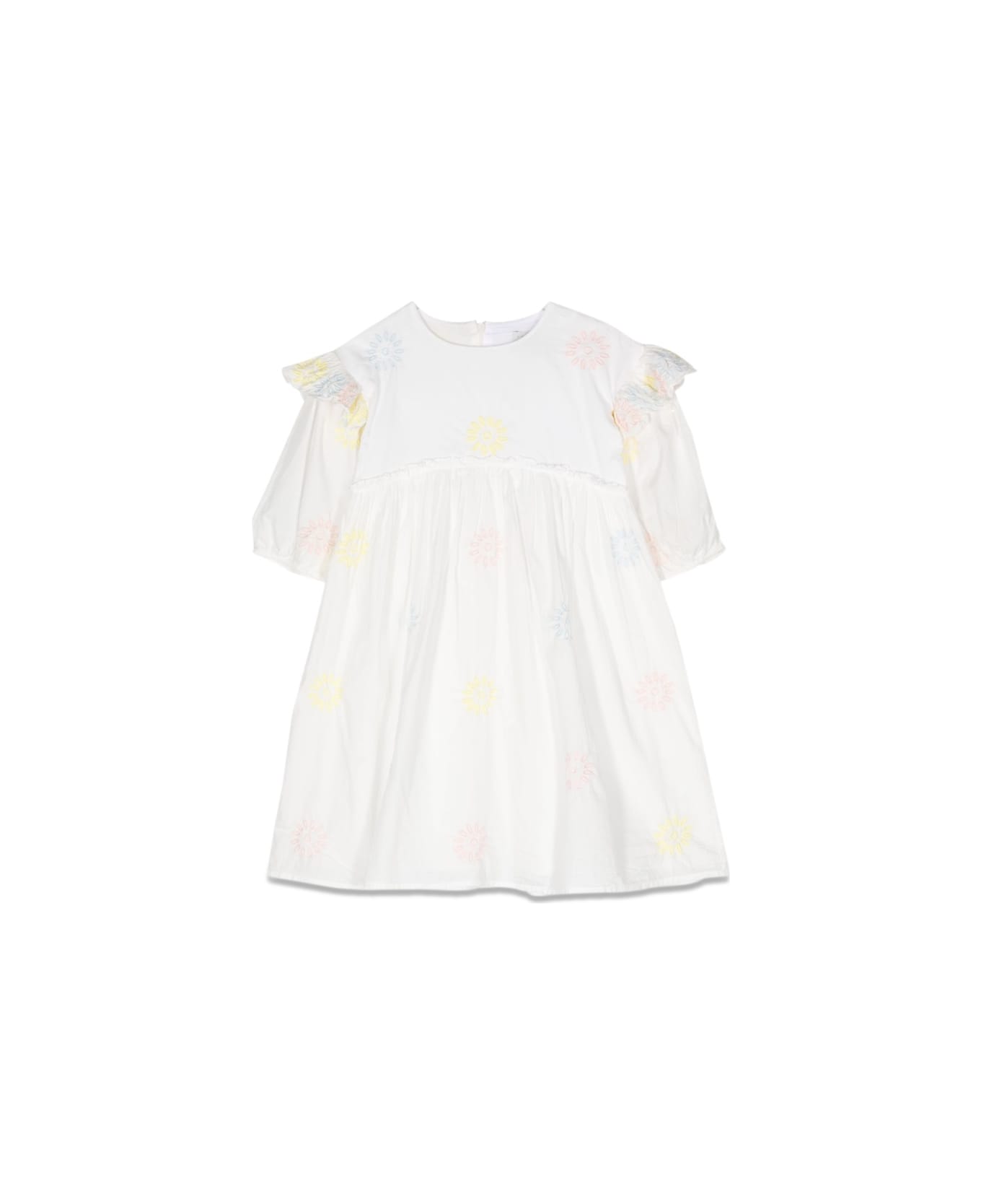 Stella McCartney 3/4 Sleeve Embroidered Dress - IVORY ワンピース＆ドレス