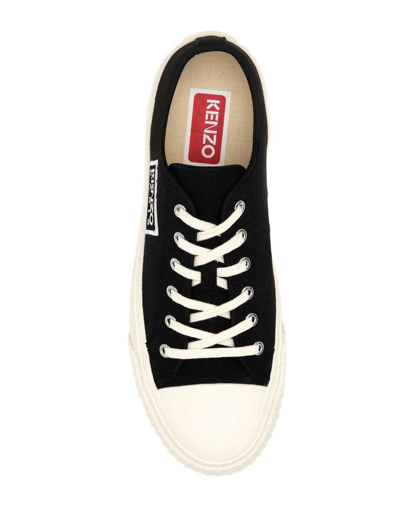 Kenzo Logo Embroidered Low-top Sneakers - BLACK