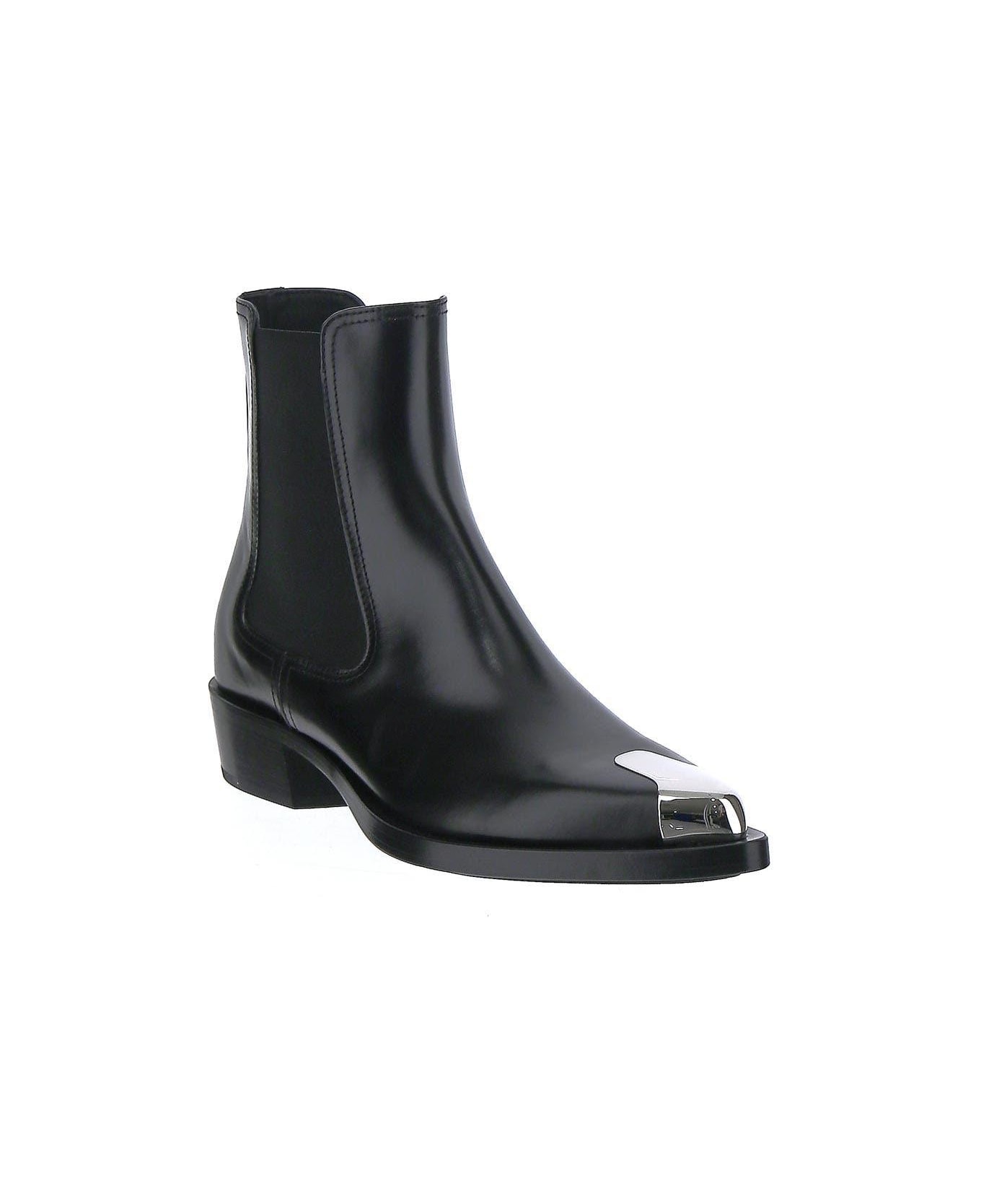 Alexander McQueen Leather Ankle Boots - Black ブーツ