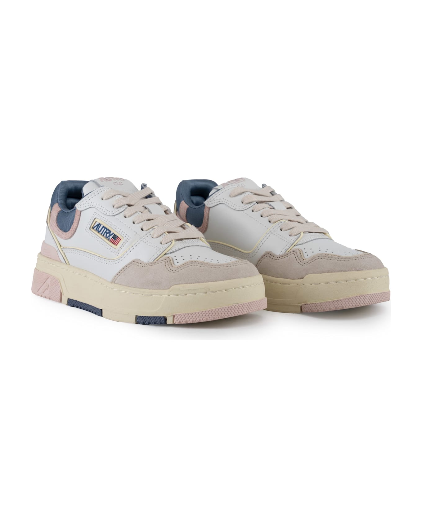 Autry Clc Sneakers In Leather And Suede - Multisue/col wht/peachwip