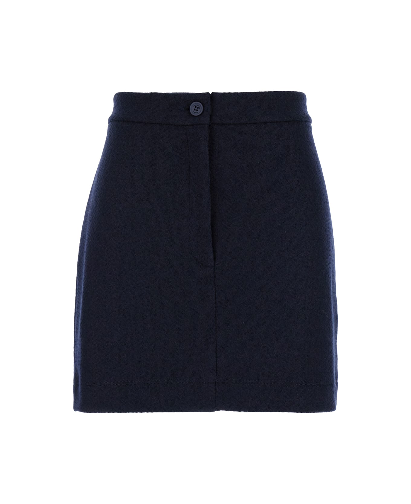 Thom Browne Blue Mini Skirt With Martingala Detail In Wool Jersey Woman - Blu