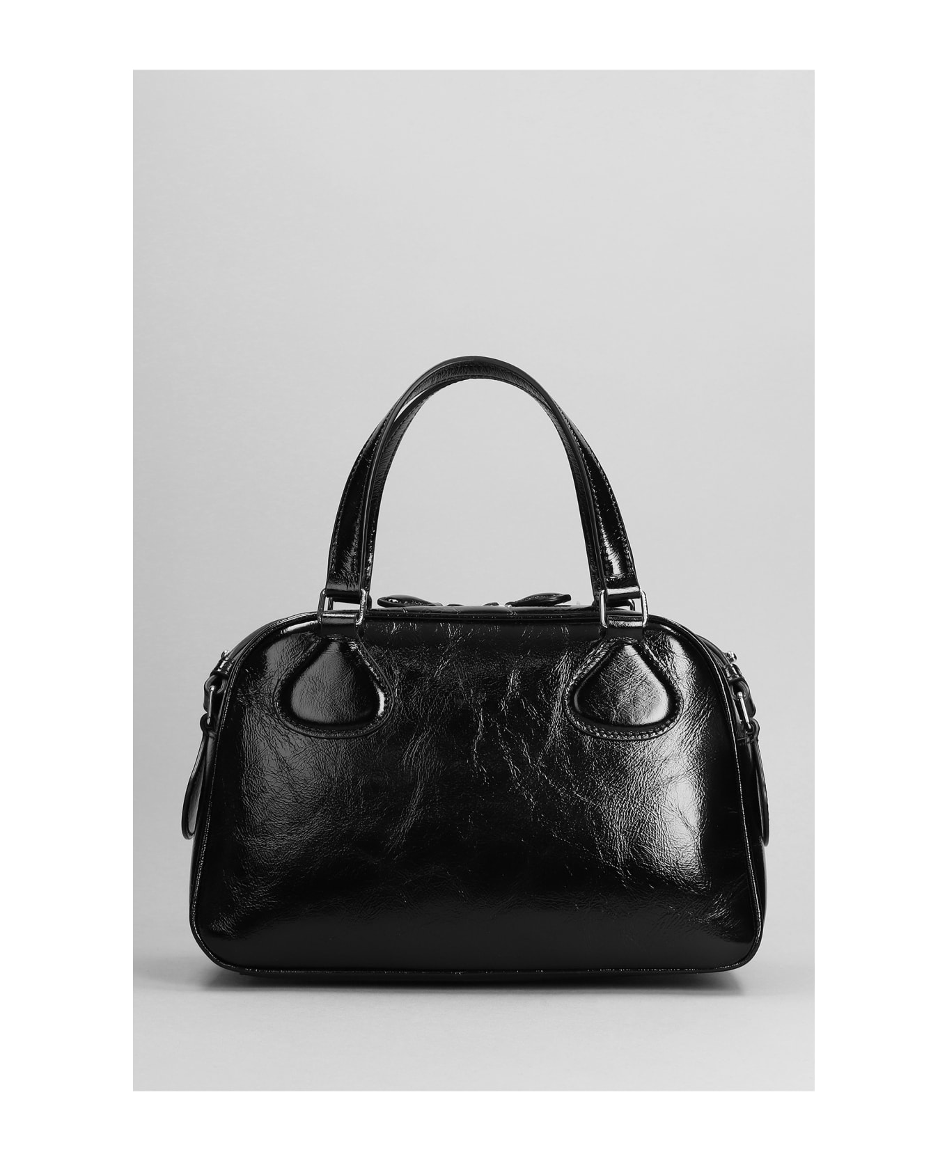 Courrèges Bowling Shoulder Bag In Black Patent Leather - black