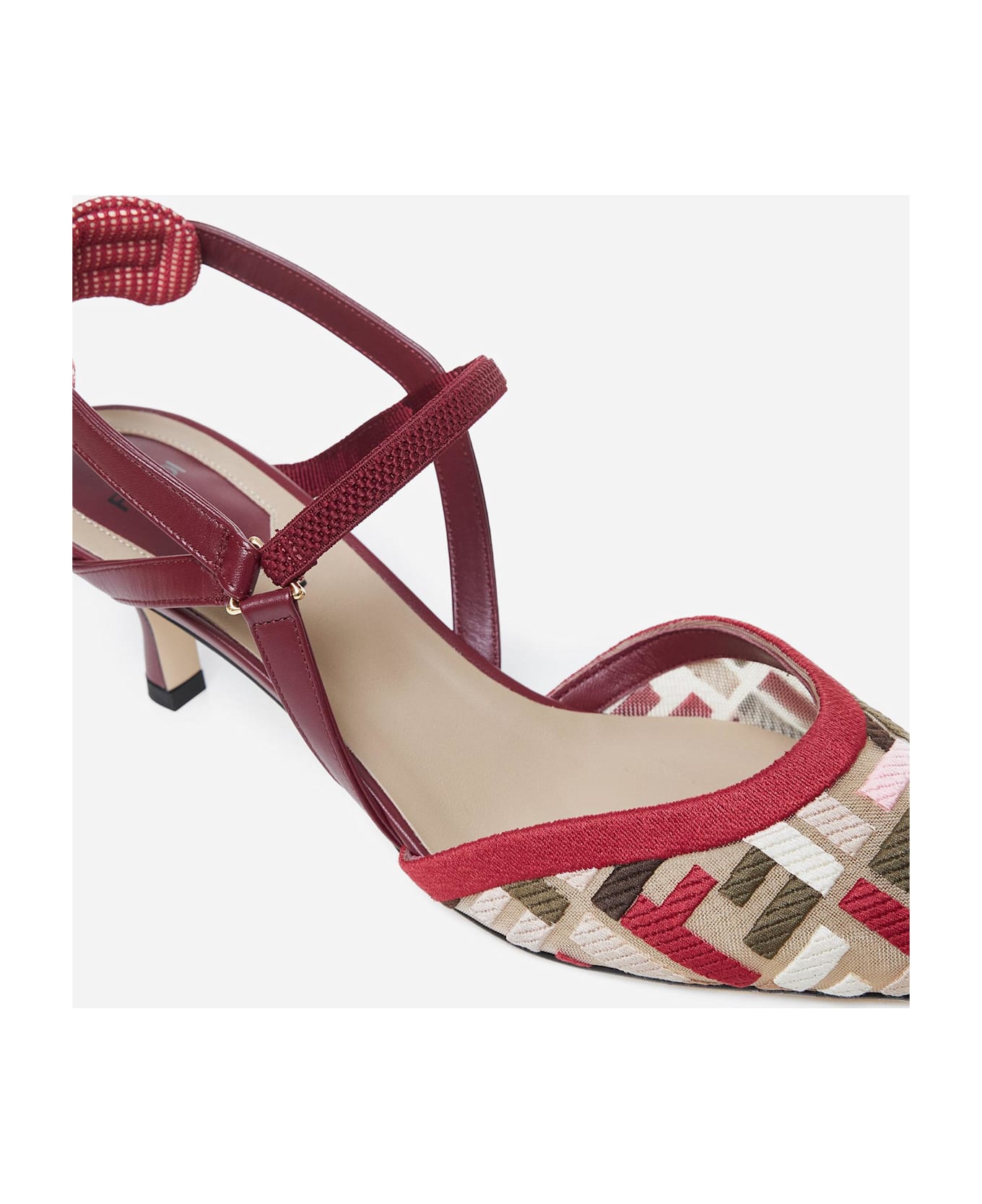 Fendi Colibri
 Lite
 Ff Mesh Slingback Pumps - NUDOMULTICBORDEAUX