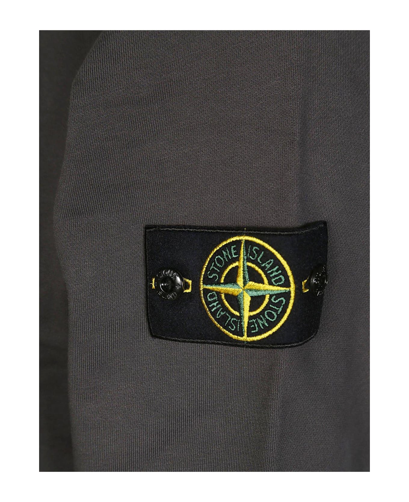 Stone Island Compass Patch Zipped Sweatshirt - Grigio