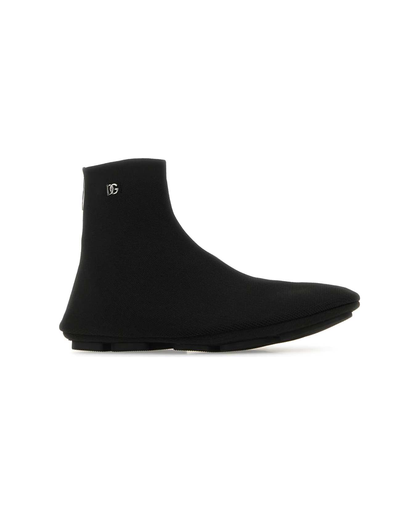 Dolce & Gabbana Black Fabric Ankle Boots - NERO