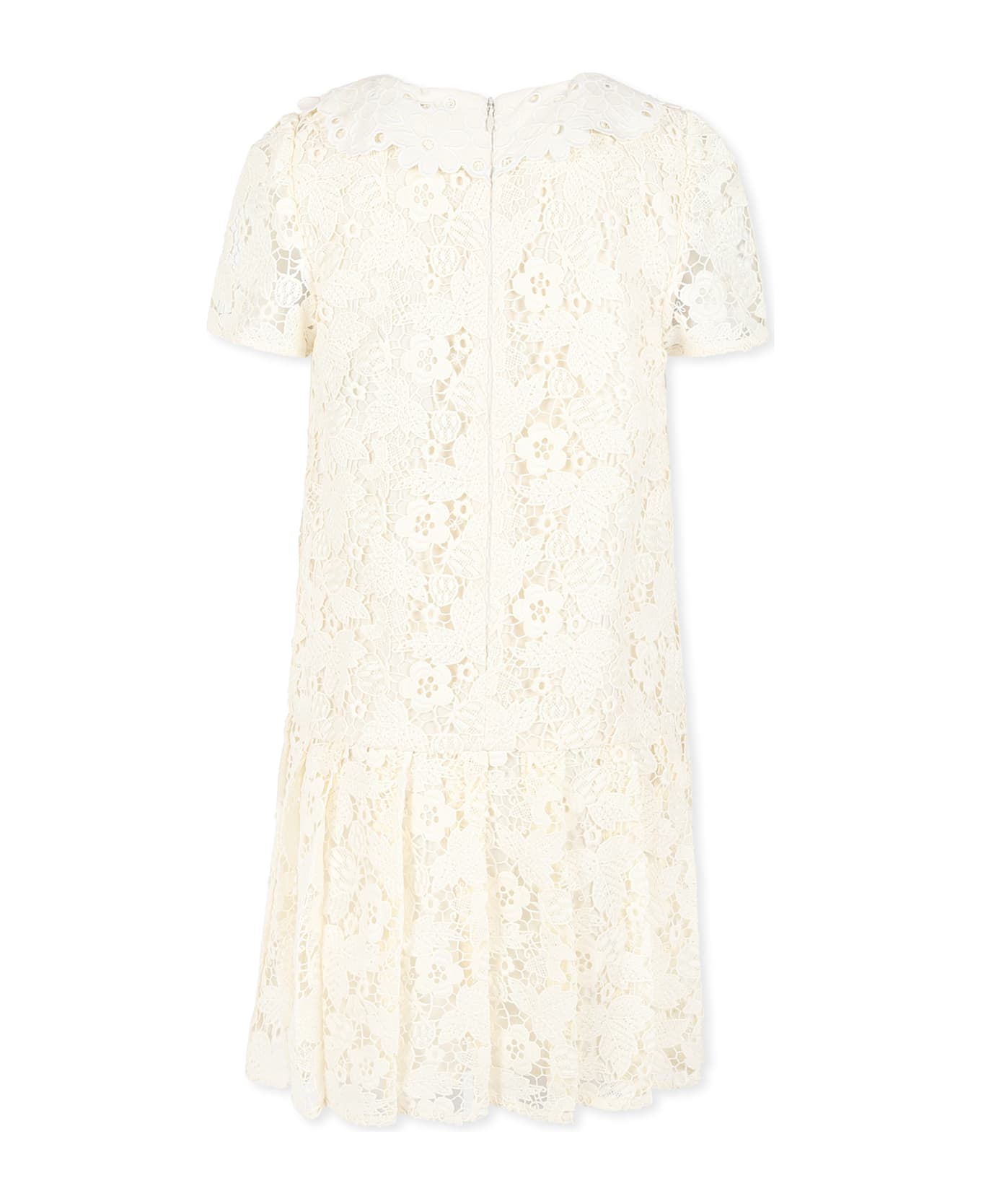 self-portrait Ivory Dress For Girl With Bow - Ivory