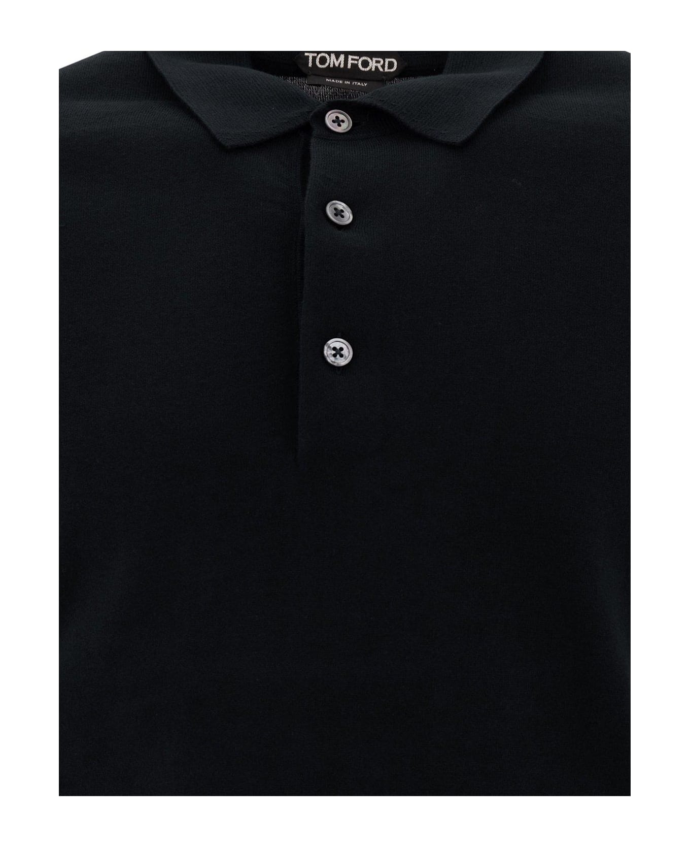 Tom Ford Fine Knit Polo Shirt - Black