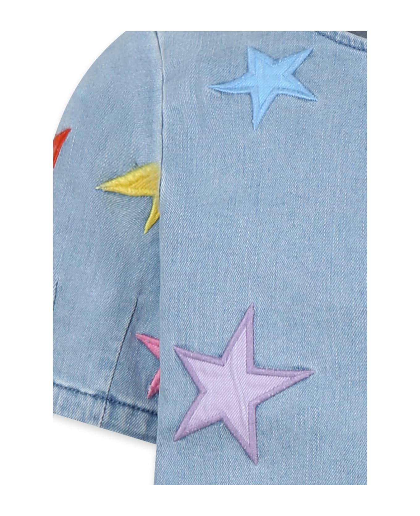 Stella McCartney Kids Denim Dress For Girl With Stars - Denim