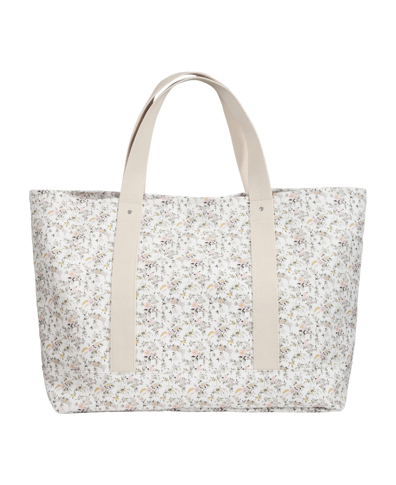 Bonpoint White Mommy Bag For Baby Girl With Floral Print - Multicolor