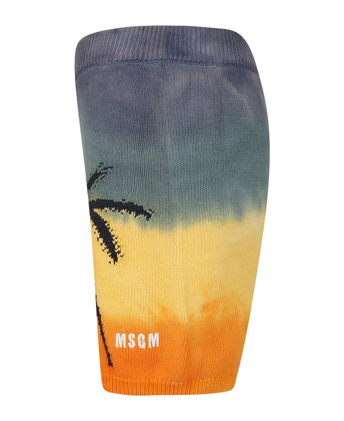 MSGM Multicolort Shorts For Boy With Logo And Palm Tree - Multicolor