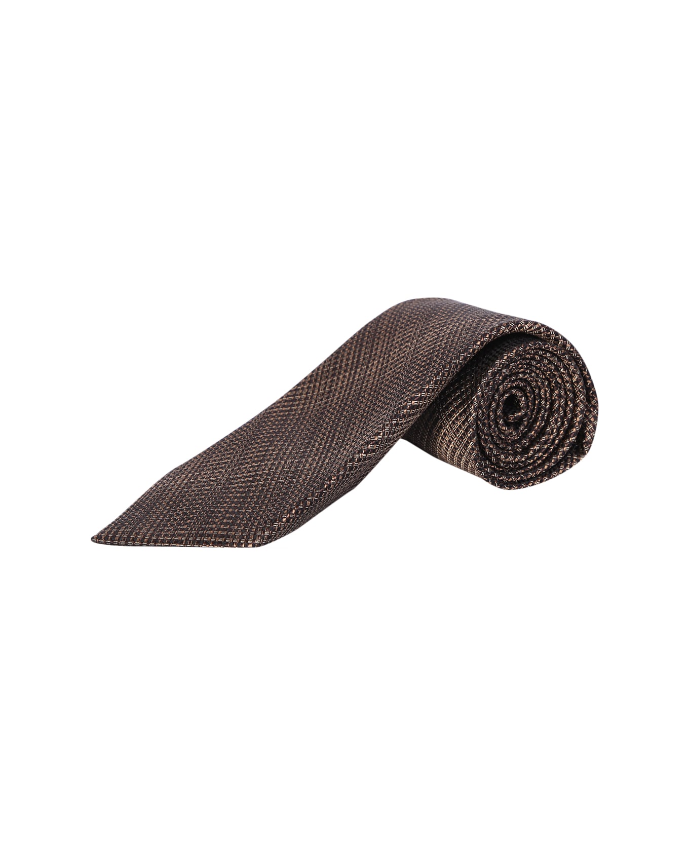 Tom Ford Micro-patterned Black And Beige Tie - Black
