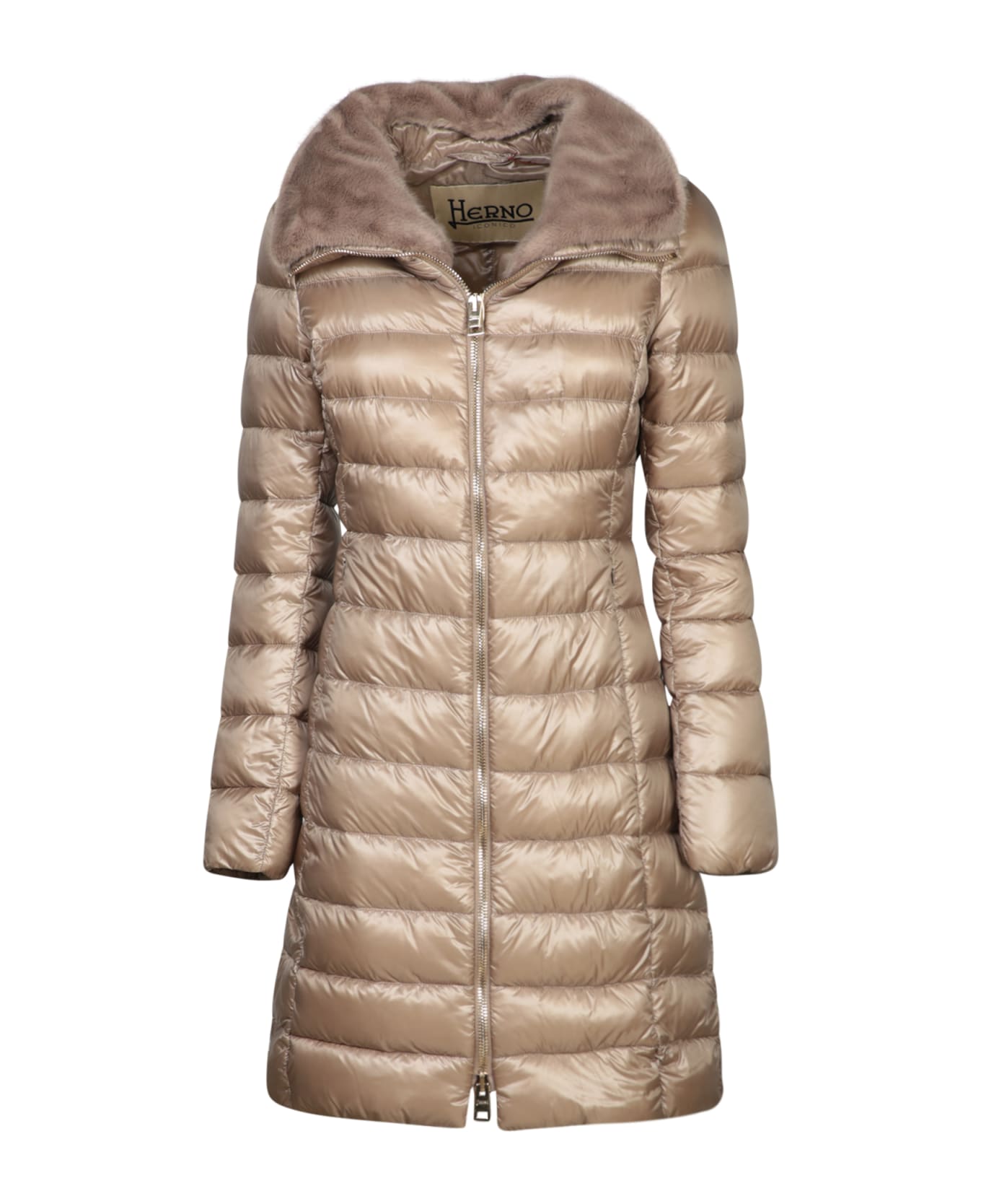 Herno Elisa Long Ecofur Taupejacket - Beige