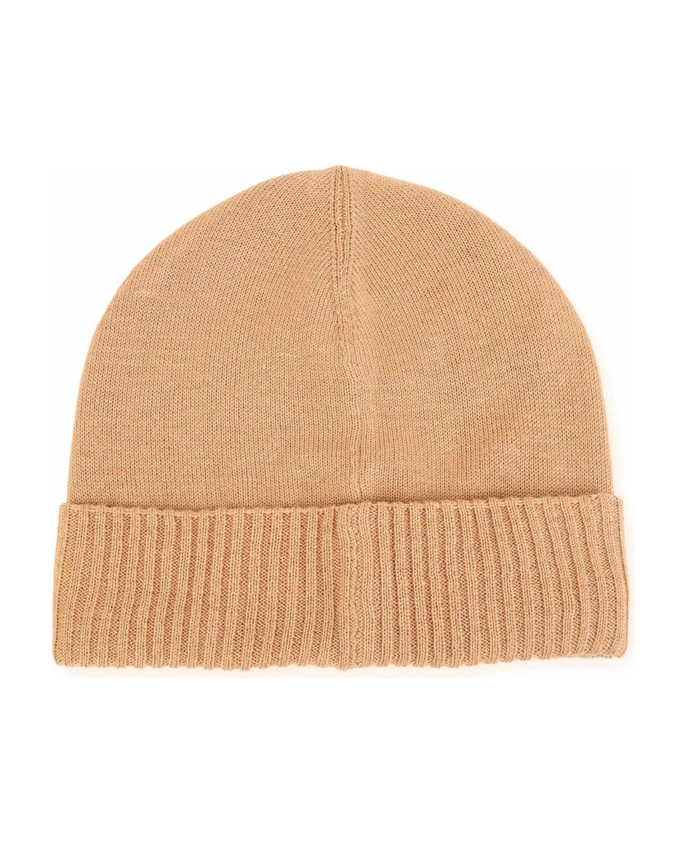 Hugo Boss Logo Patch Knitted Beanie - Beige アクセサリー＆ギフト