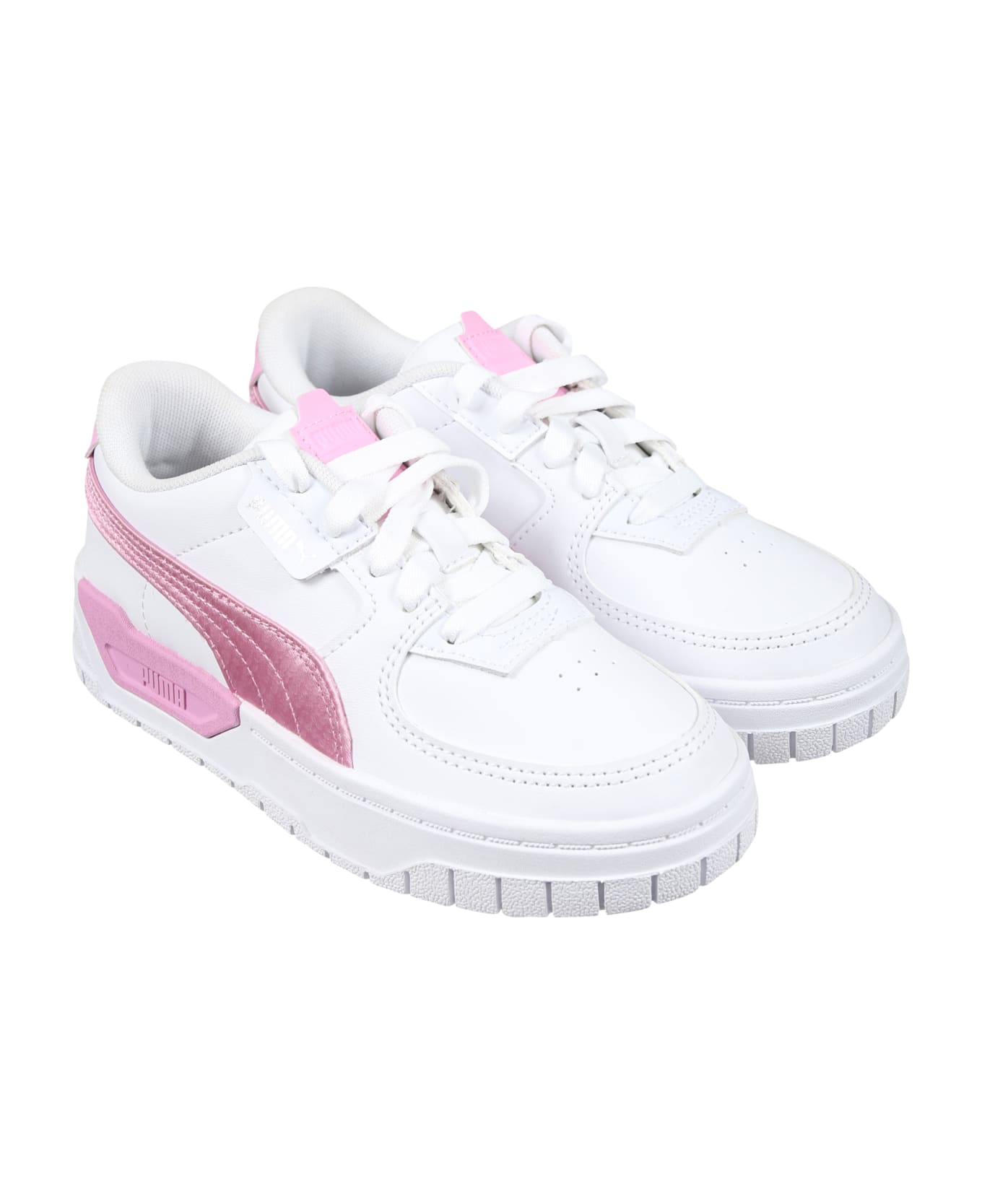 Puma White Sneakers For Girl With Logo - White
