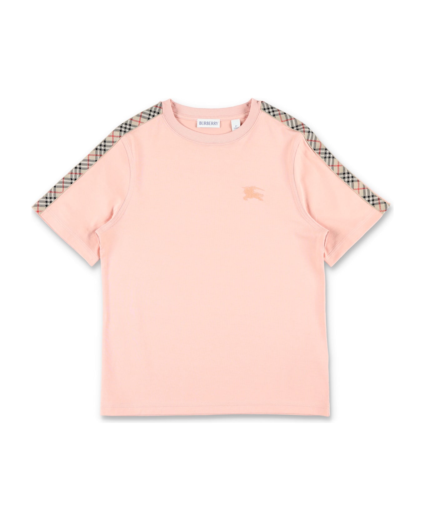 Burberry Kid - Cotton T-shirt With Check Shoulder Trim - SLIPPER