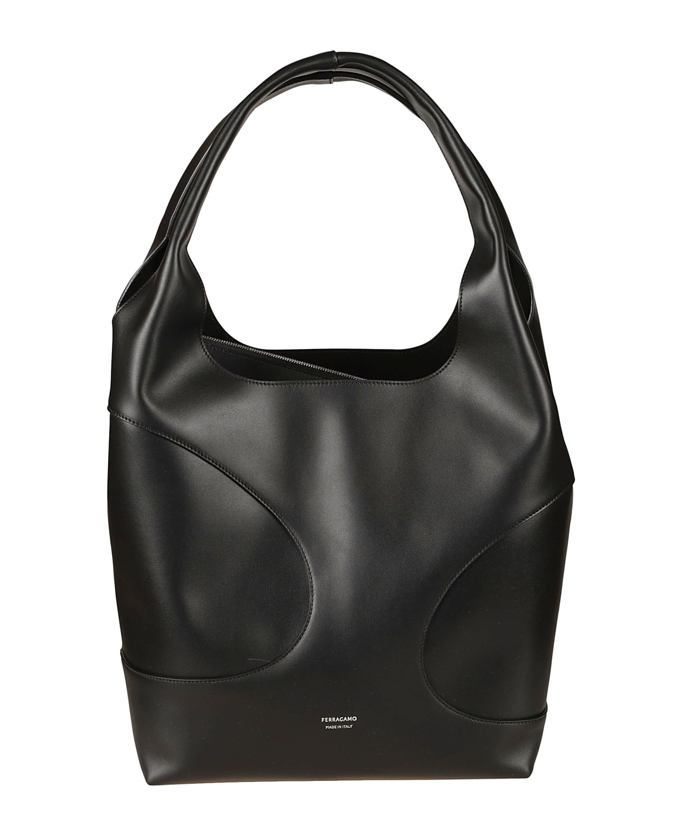 Ferragamo Logo Detail Paneled Shopper Bag - Black