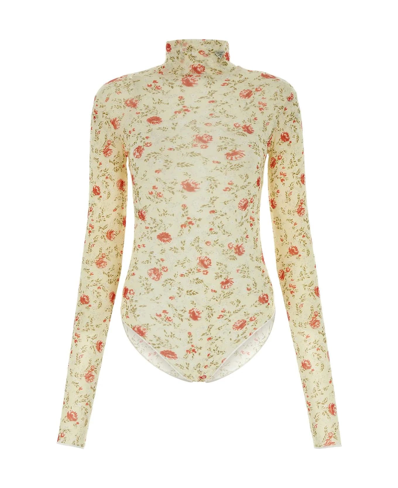 Prada Printed Nylon Bodysuit - ROSSO