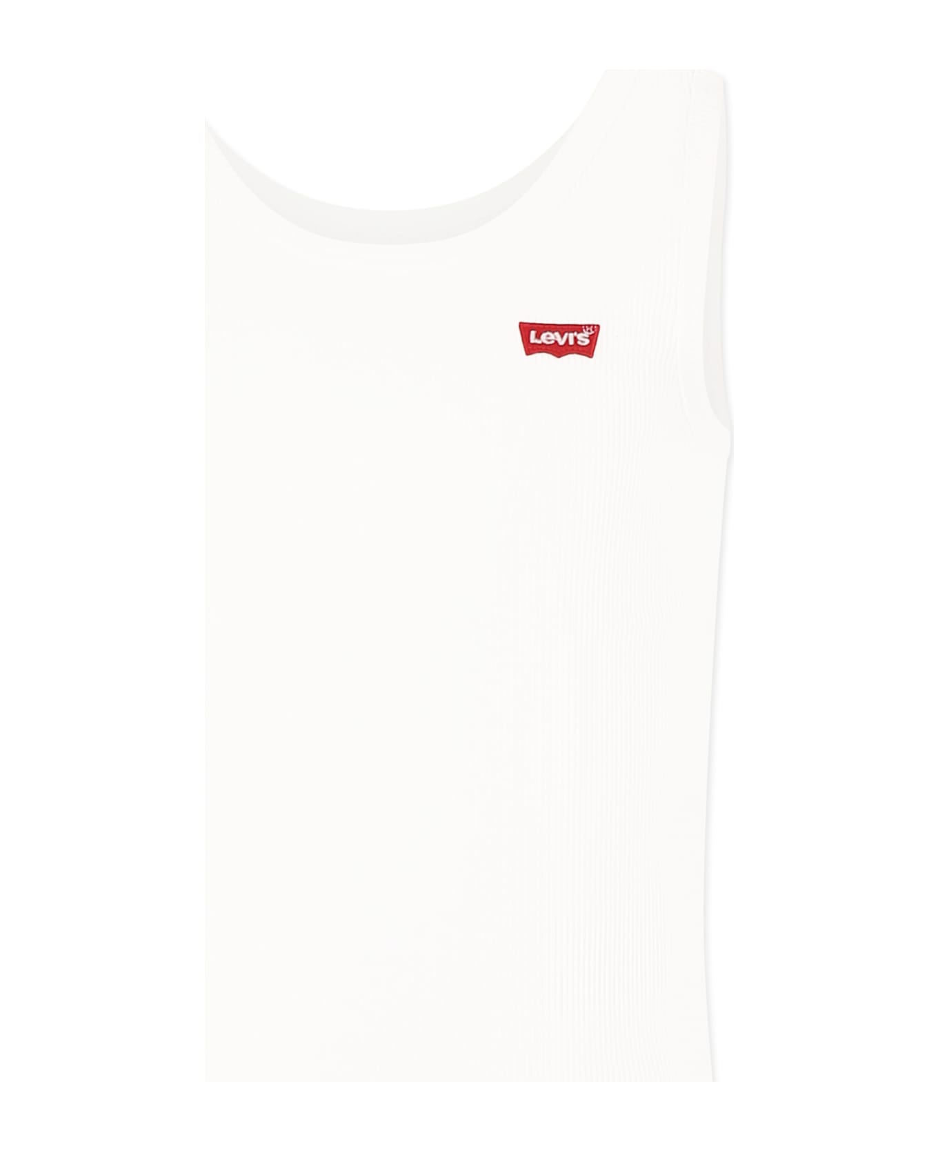 Levi's White Tank Top For Girl With Logo - White