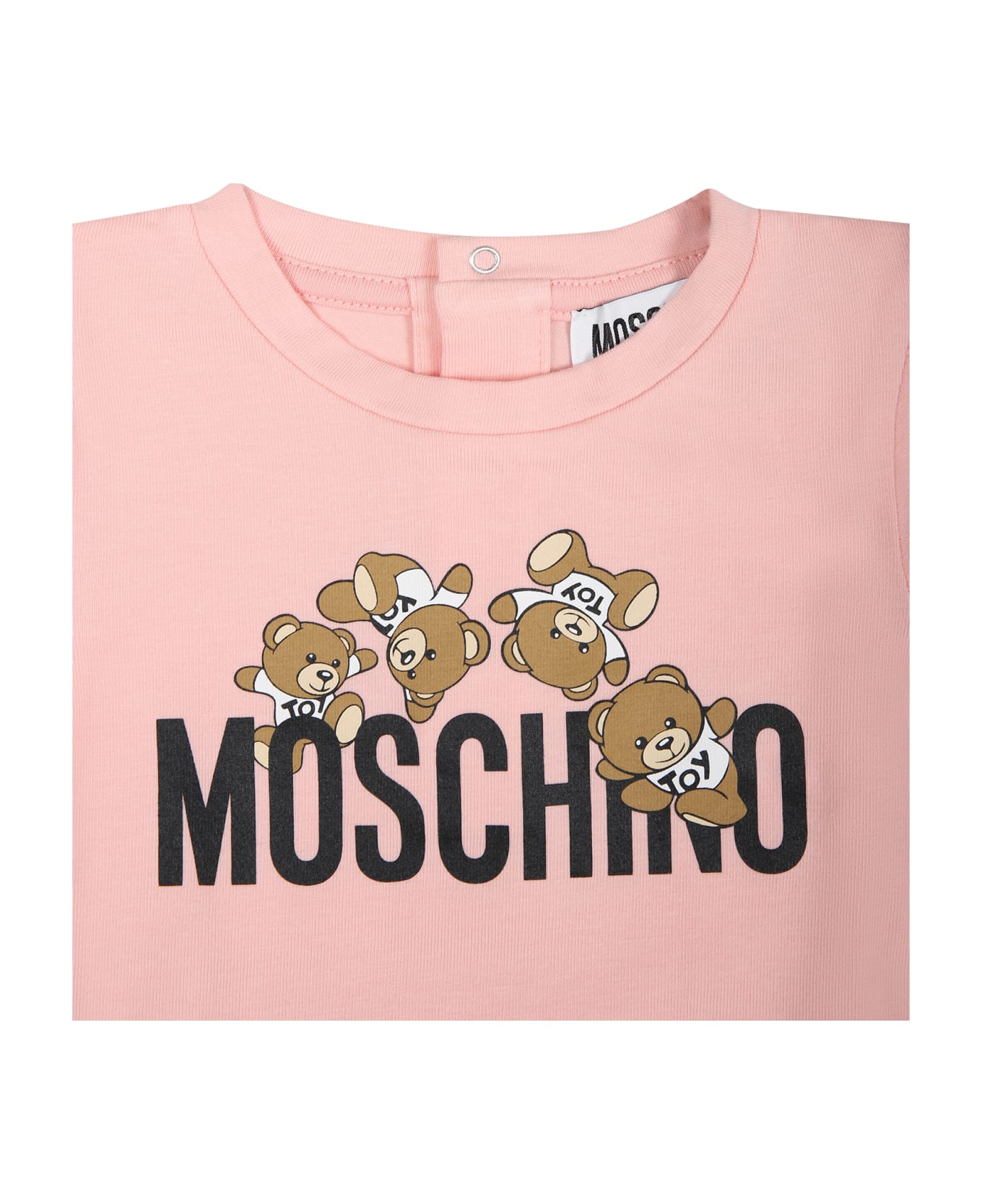Moschino Multicolor Tracksuit For Baby Girl With Teddy Bear And Logo - Rosa