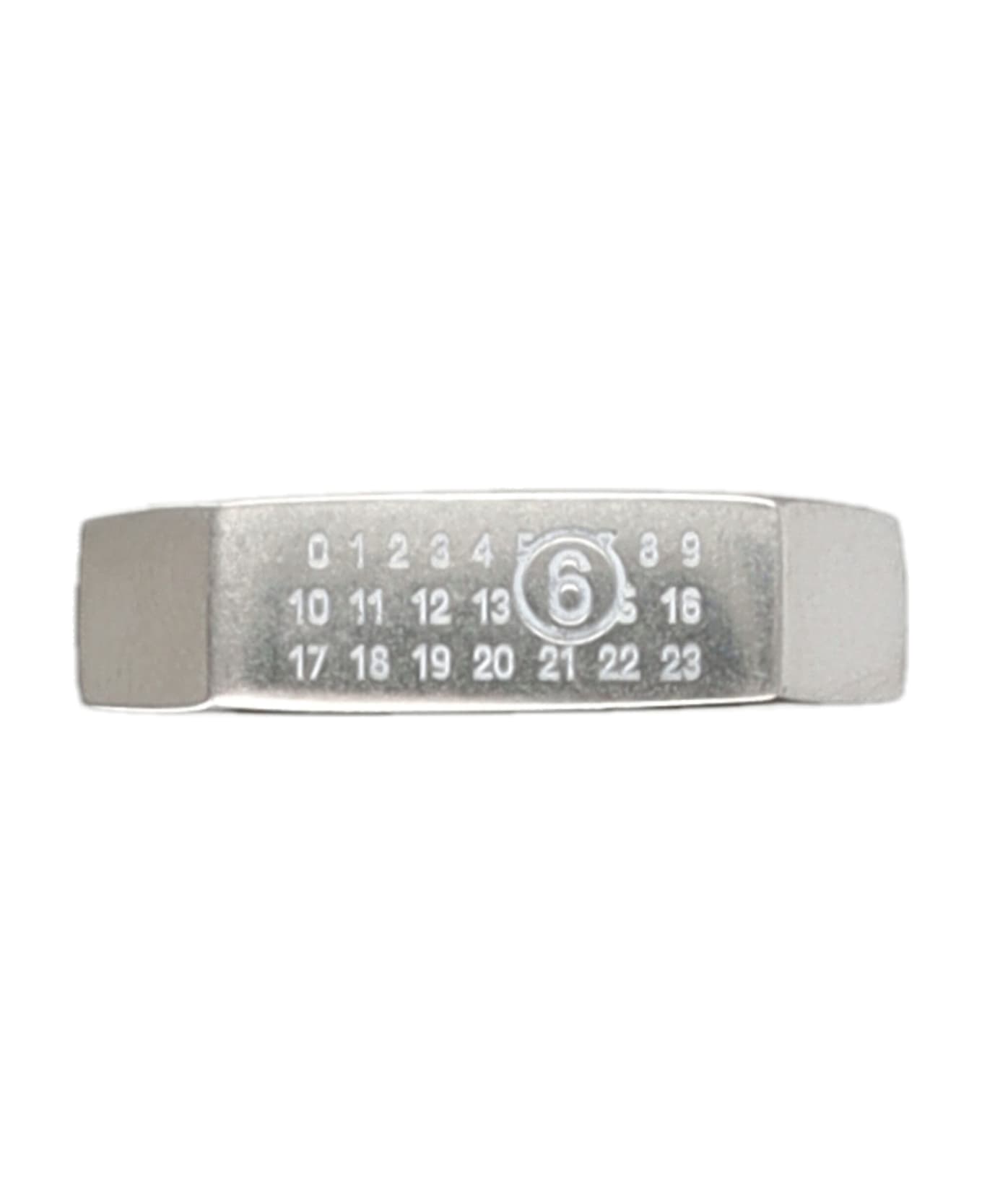 MM6 Maison Margiela Logo Ring - Palladio burattato/White