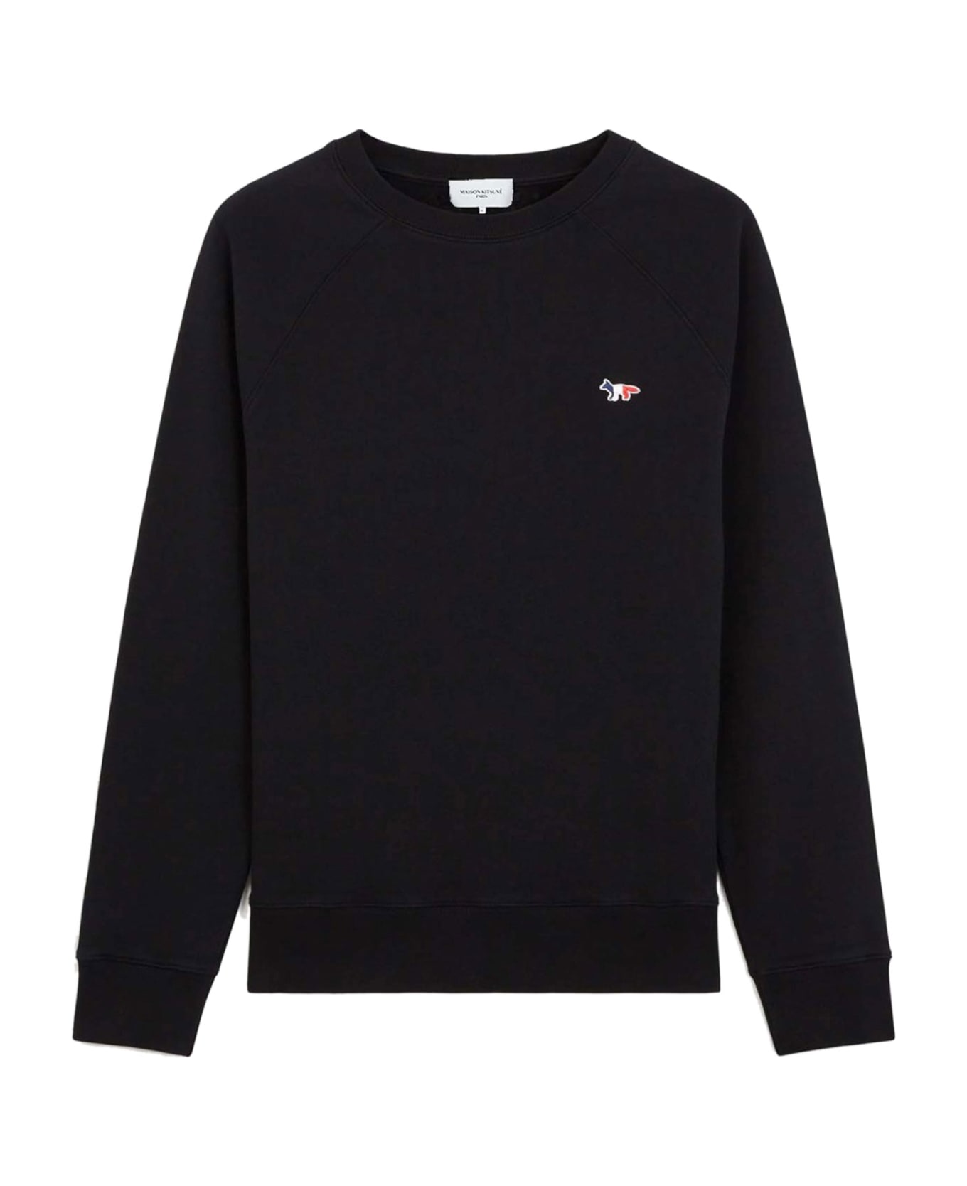 Maison Kitsuné Cotton Sweatshirt With Tricolor Fox Patch - BLACK